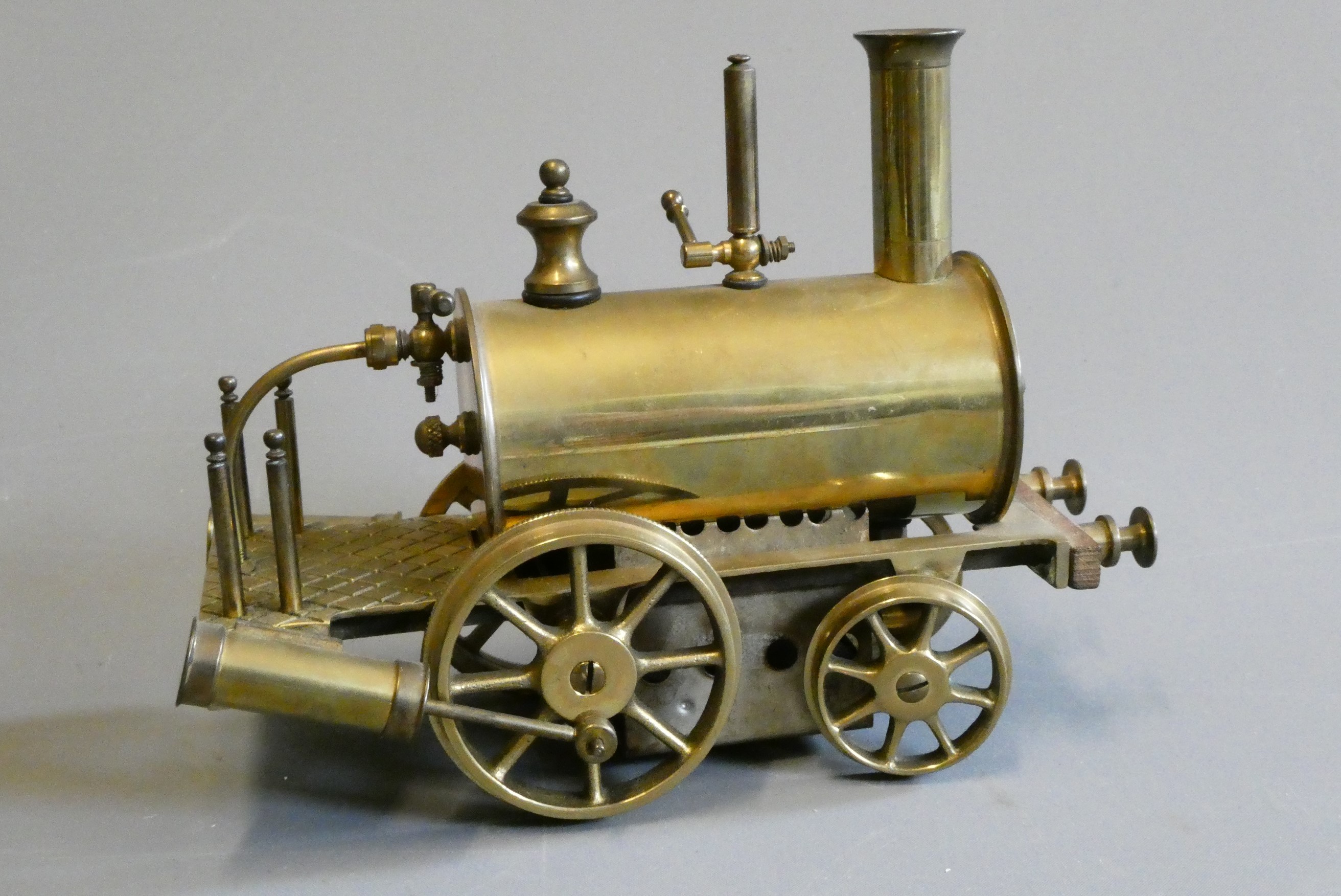 Maxwell Hemmens brass Birmingham Dribbler steam locomotive with operating instructions, good (Est. Image