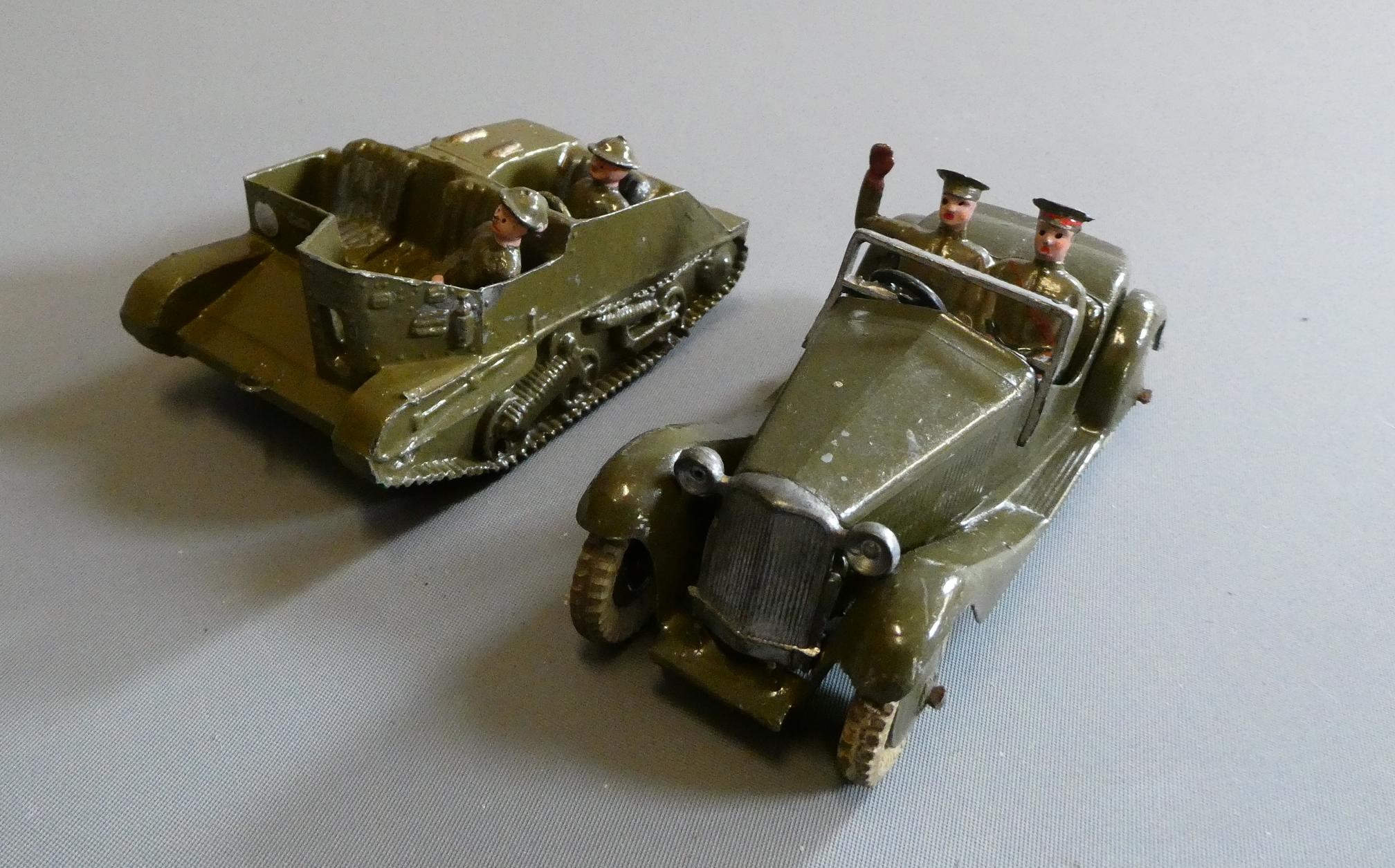 Britains 1448 army staff car and bren gun carrier (machine gunner missing), both items unboxed in Image