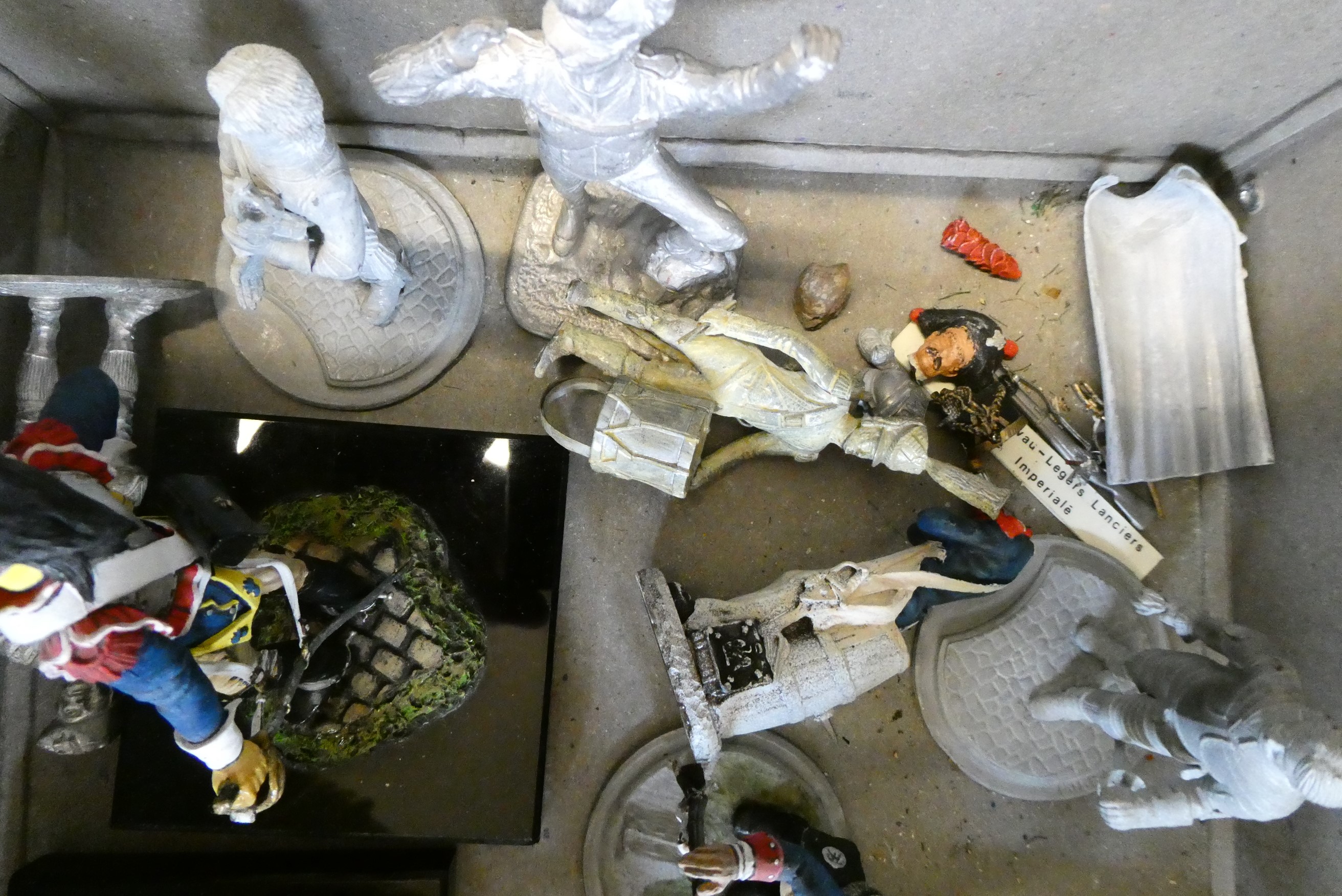 Mix scale military figures, most from the Napoleonic Wars, some require painting, together with a Image