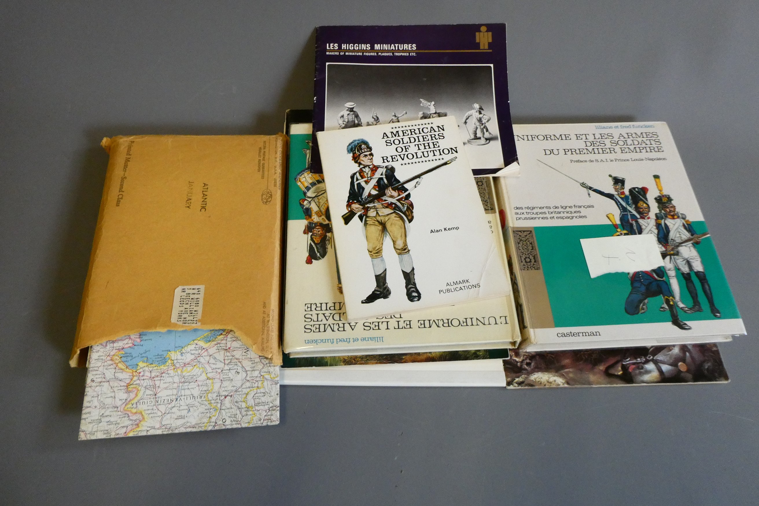 Mix scale military figures, most from the Napoleonic Wars, some require painting, together with a Image