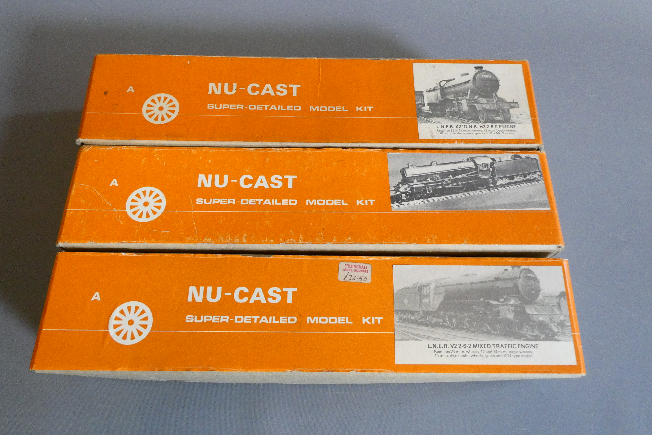Three NU-Cast kits comprising LNER V2, LNER K2 and LNER B1, all items appear to be unstated in good Image