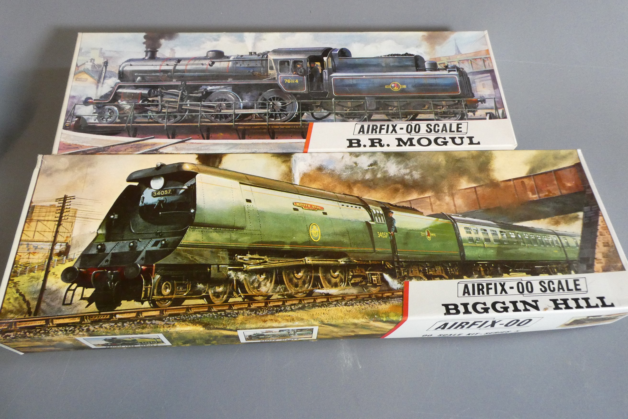 Scratch built plastic 00 scale static model locomotives and two Airfix plastic locomotive kits, some Image