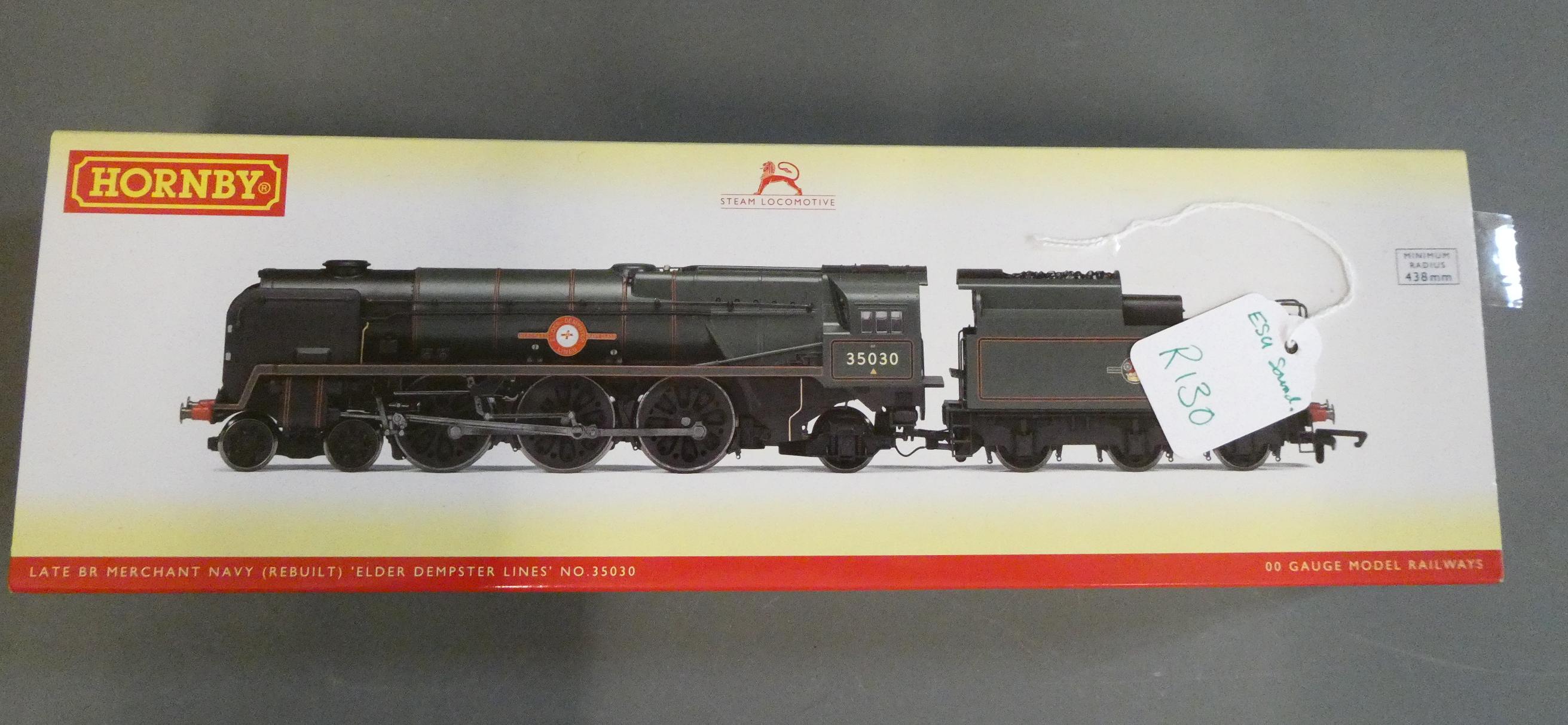 Hornby rebuilt Merchant Navy Class locomotive Elder Dempster Lines finished in British Railways Image