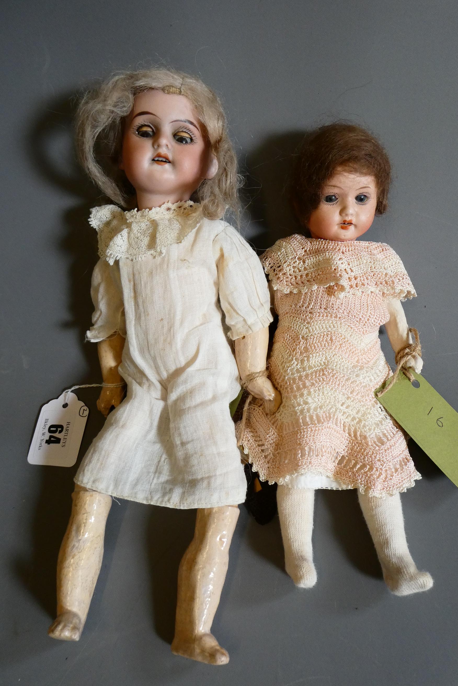 Two German bisque socket head dolls Image
