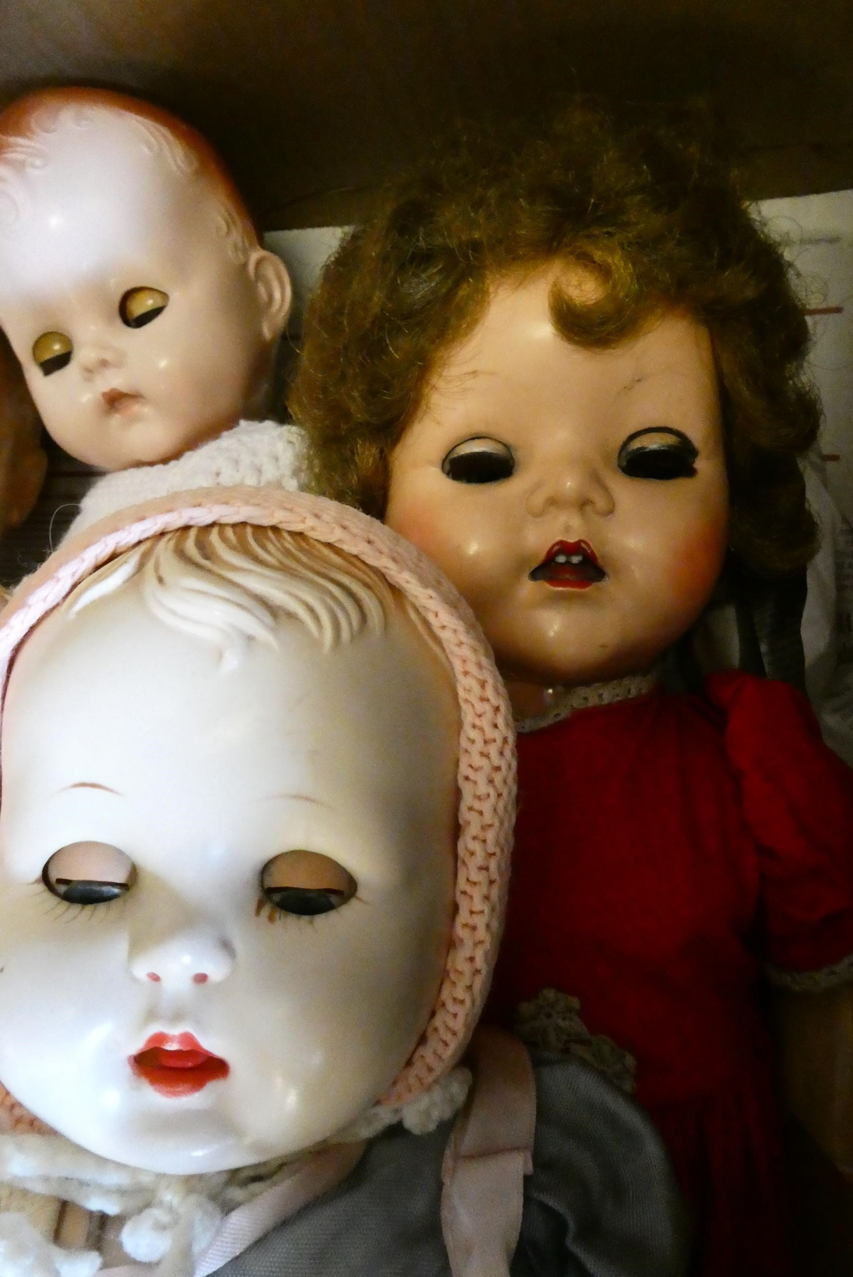 Six vintage dolls, including a Roddy plastic walker, a Rosebud doll, and a Pedigree doll, largest Image