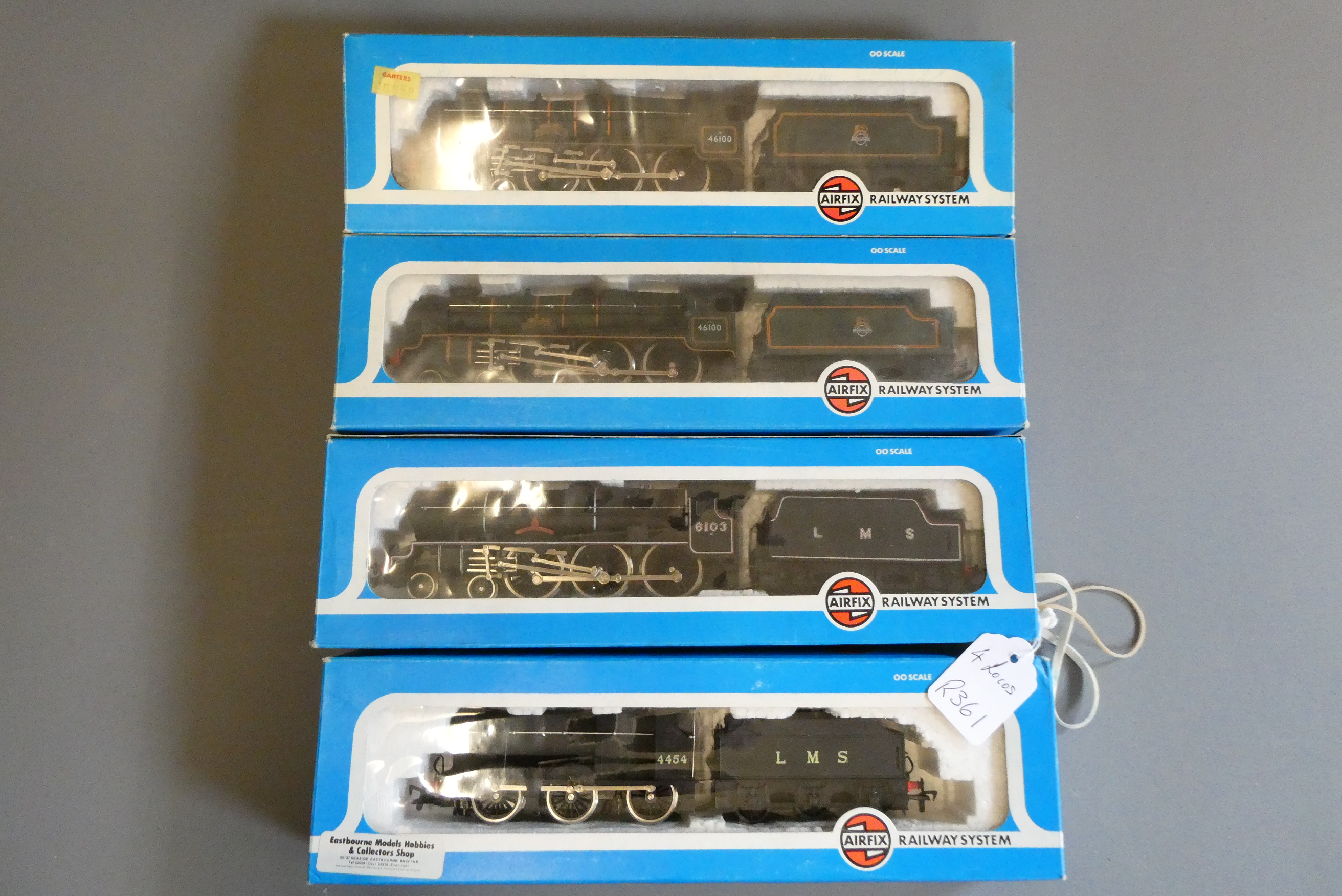 Four Airfix locomotives comprising two Royal Scot locomotives 46100 finished in British Railways Image