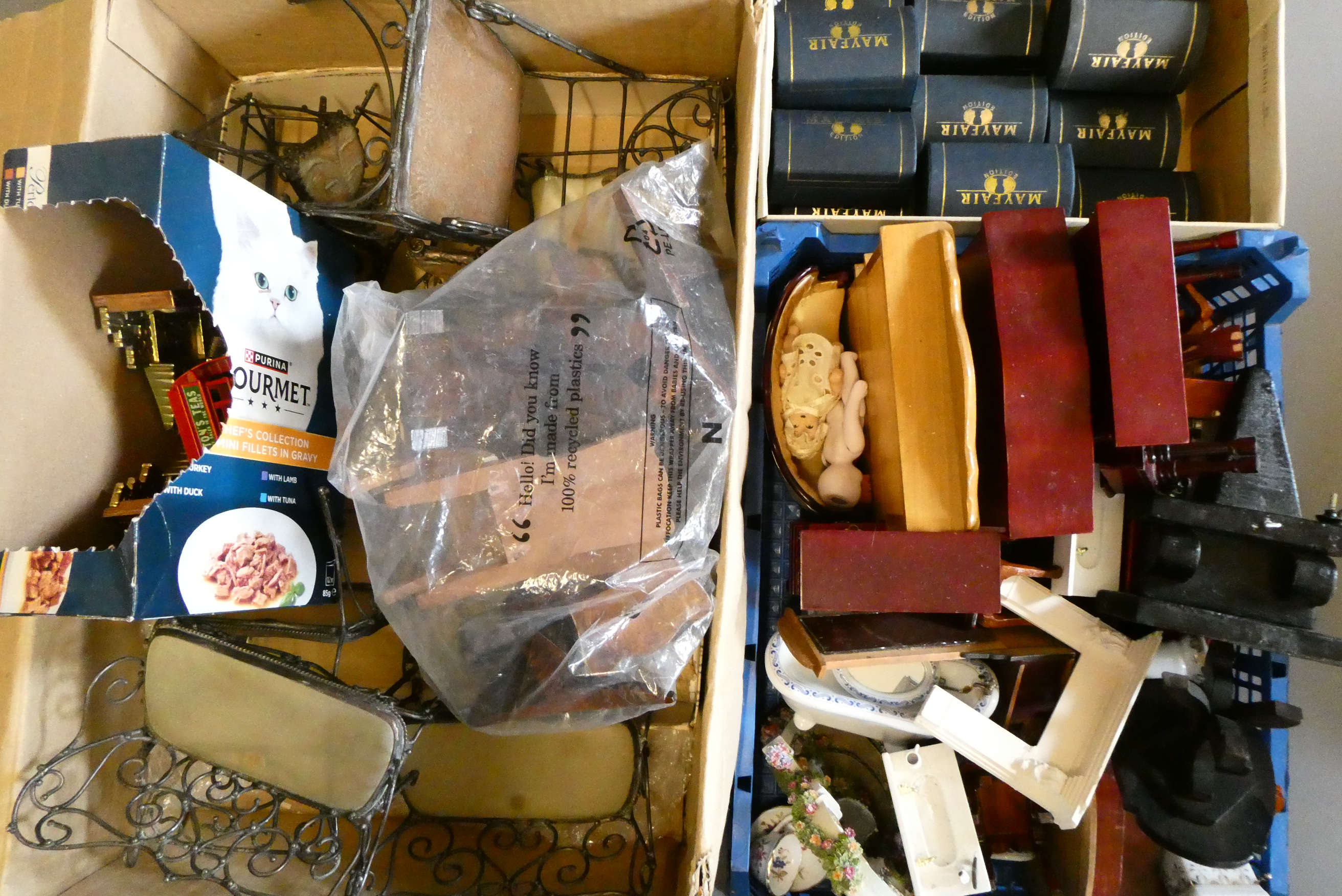 Three boxes of doll's house furniture and accessories Image