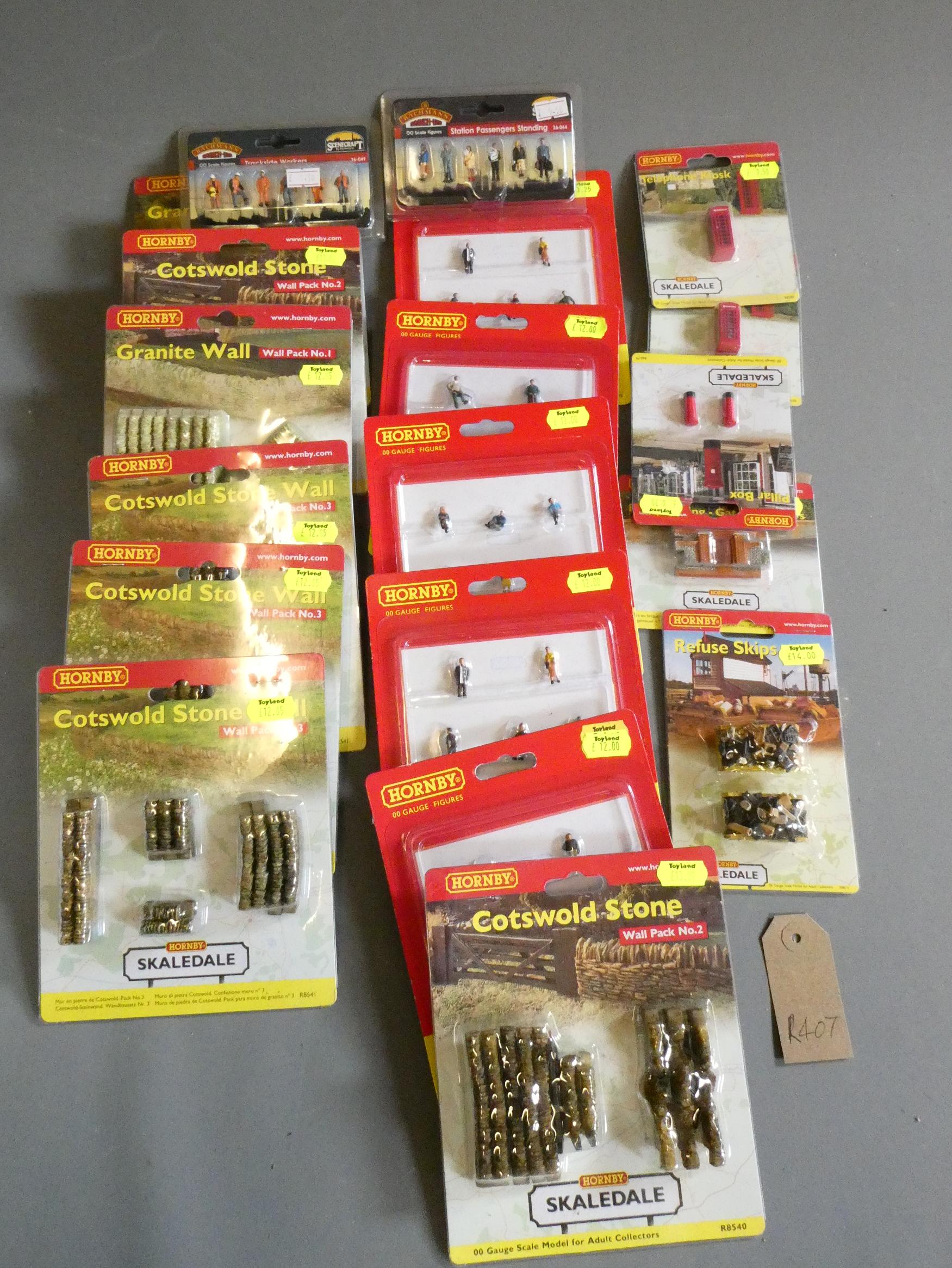 Railway scenic accessories by Hornby and others including dry stone walling and railway workman, Image