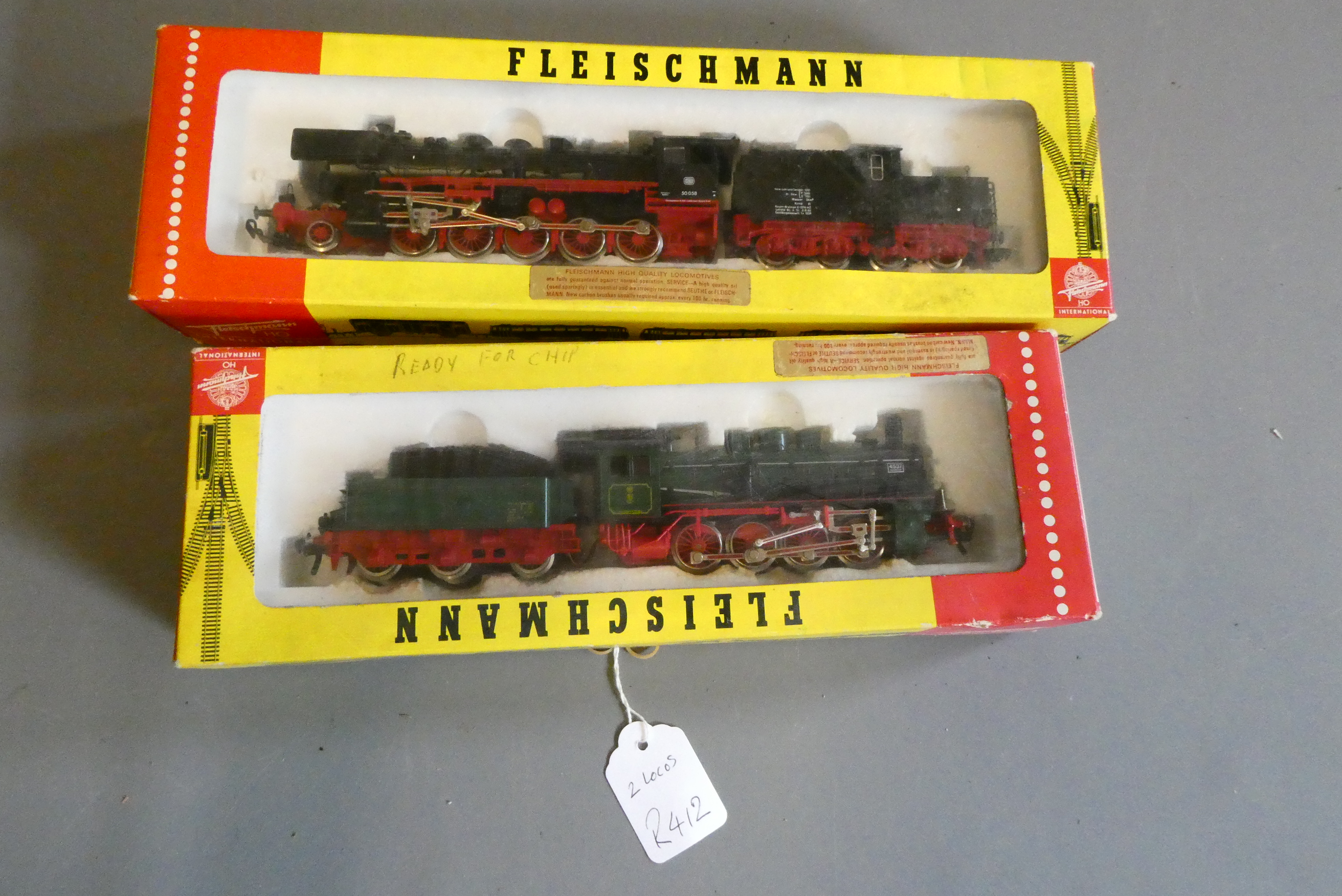 Fleischmann 4147 K. Bay 0-8-0 and 4247 DB Class 50 2-10-0, boxed, excellent (Est. plus 24% premium Image