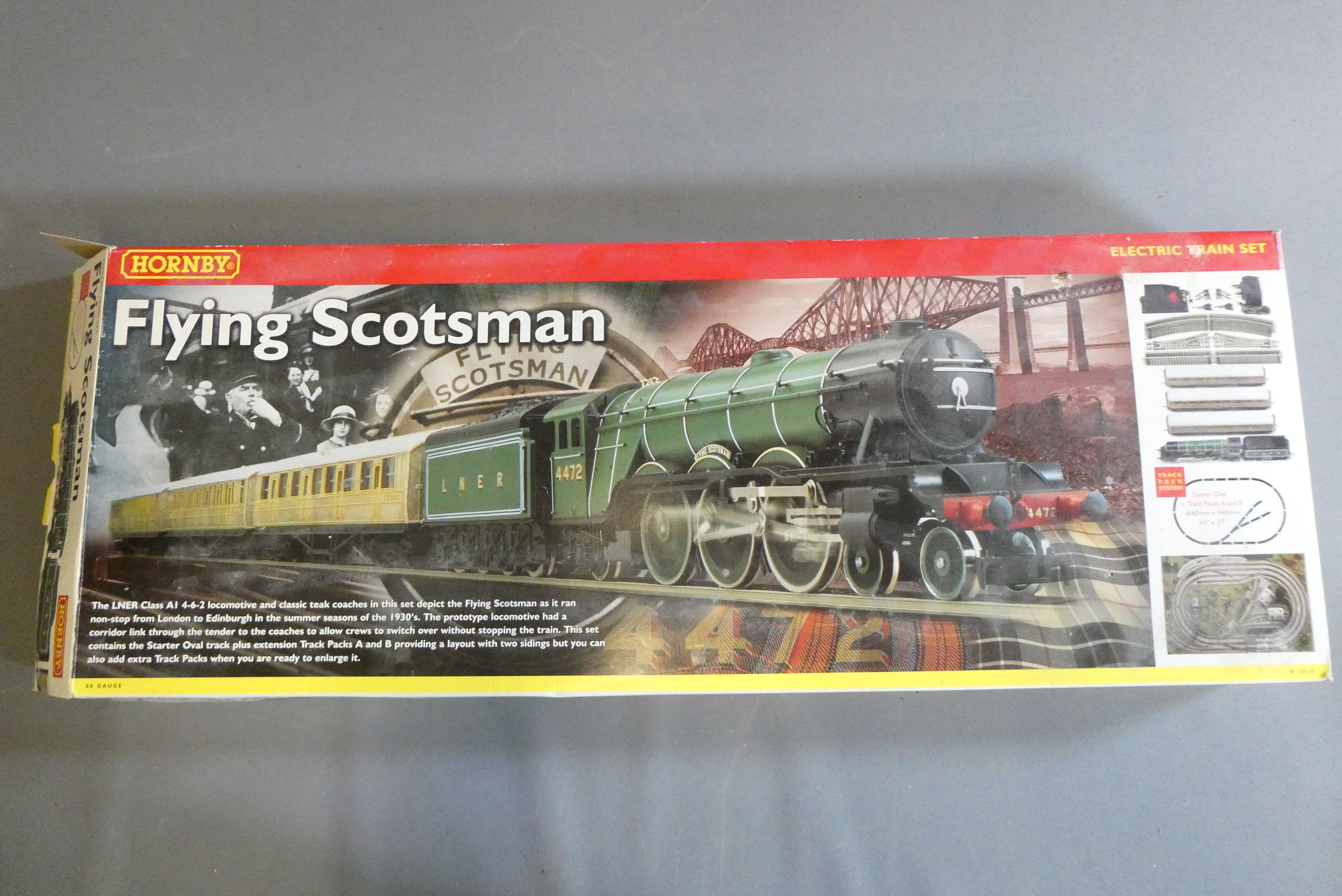 Hornby Flying Scotsman train set, boxed, parts good, box imperfect (Est. plus 24% premium inc. VAT) Image