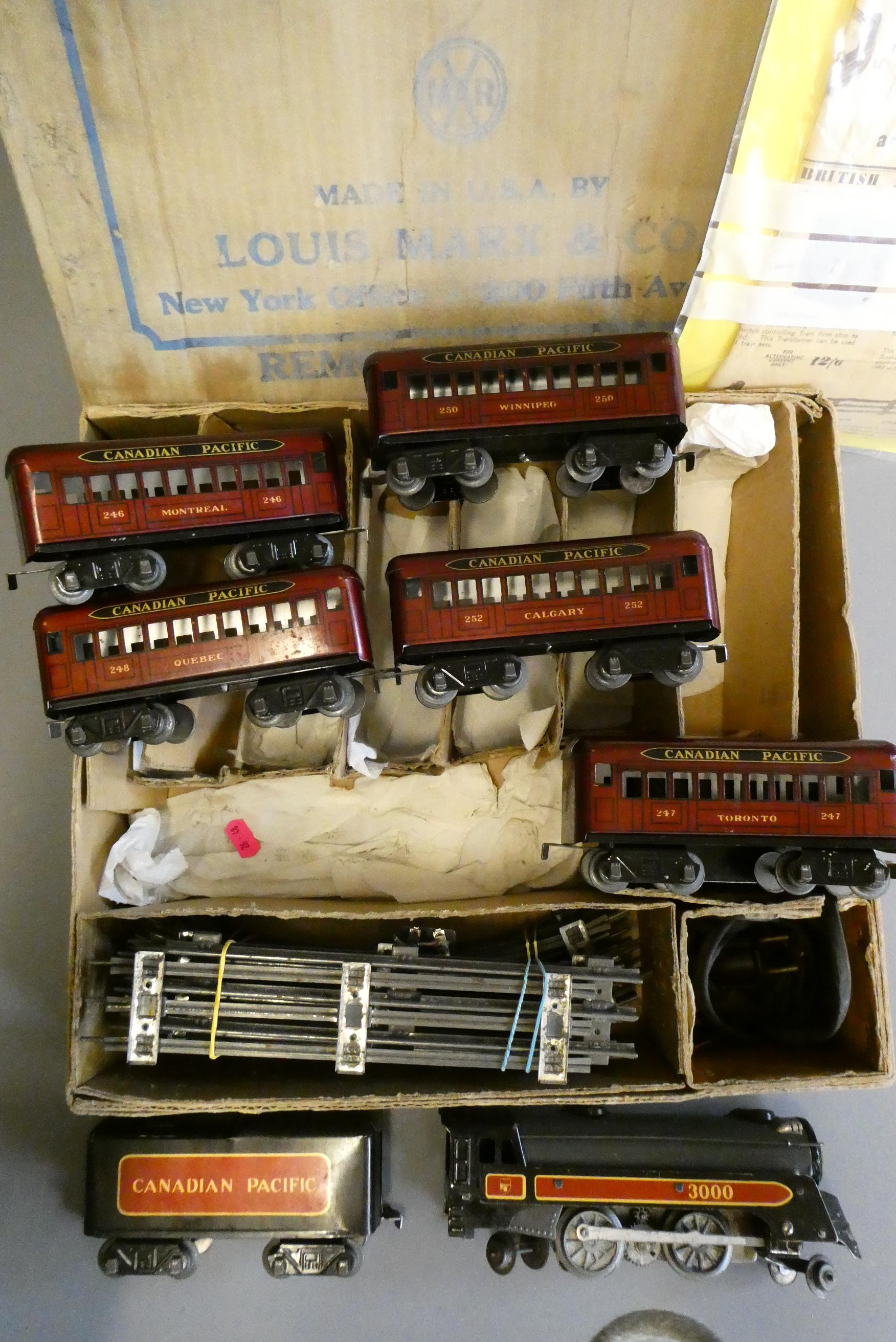 Marx Toys Streamline Canadian Pacific passenger train set with 2-4-2 electric streamline locomotive Image