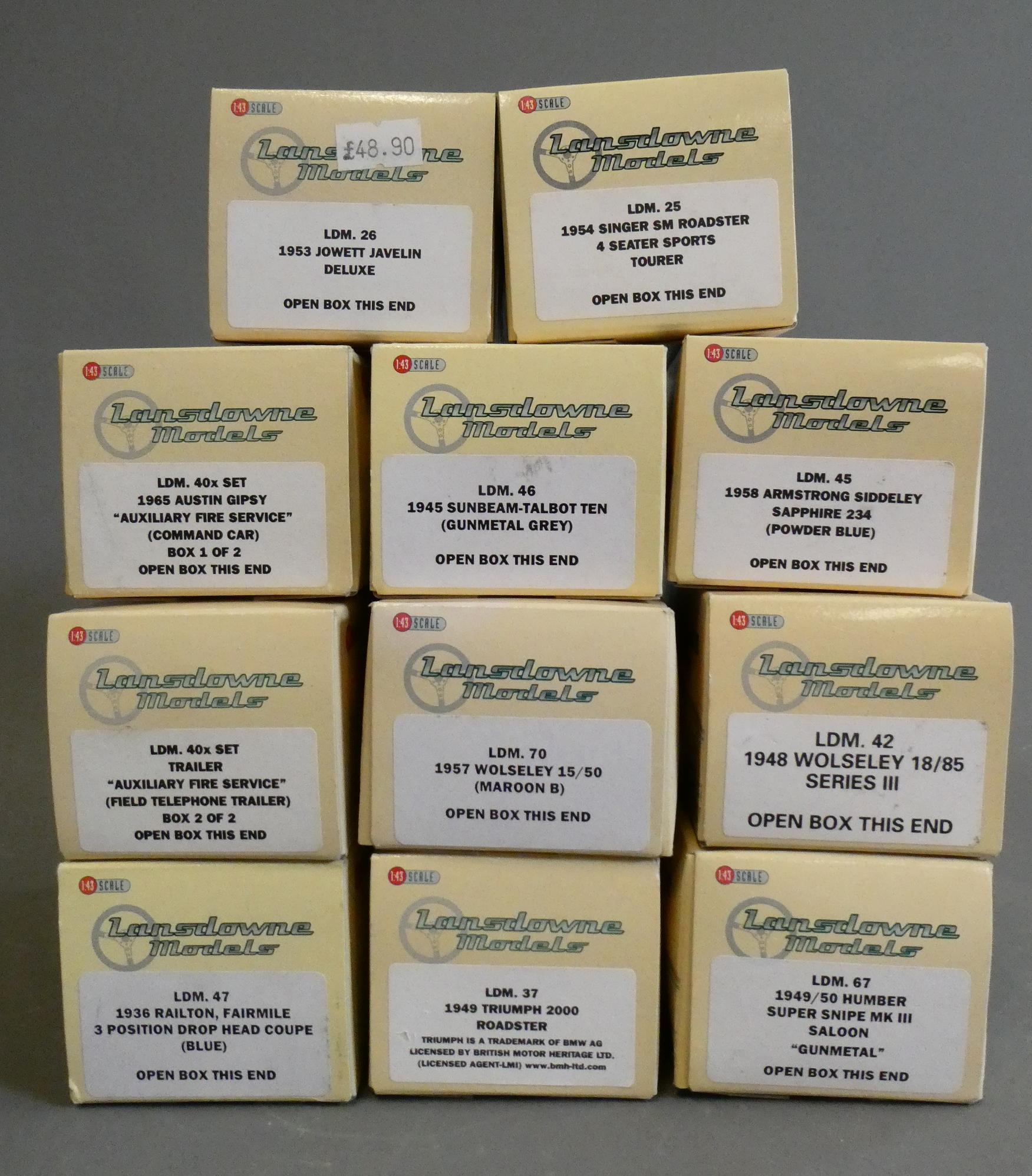 Eleven Lansdowne Models 1:43 scale model cars. All items boxed, excellent (Est. plus 24% premium Image
