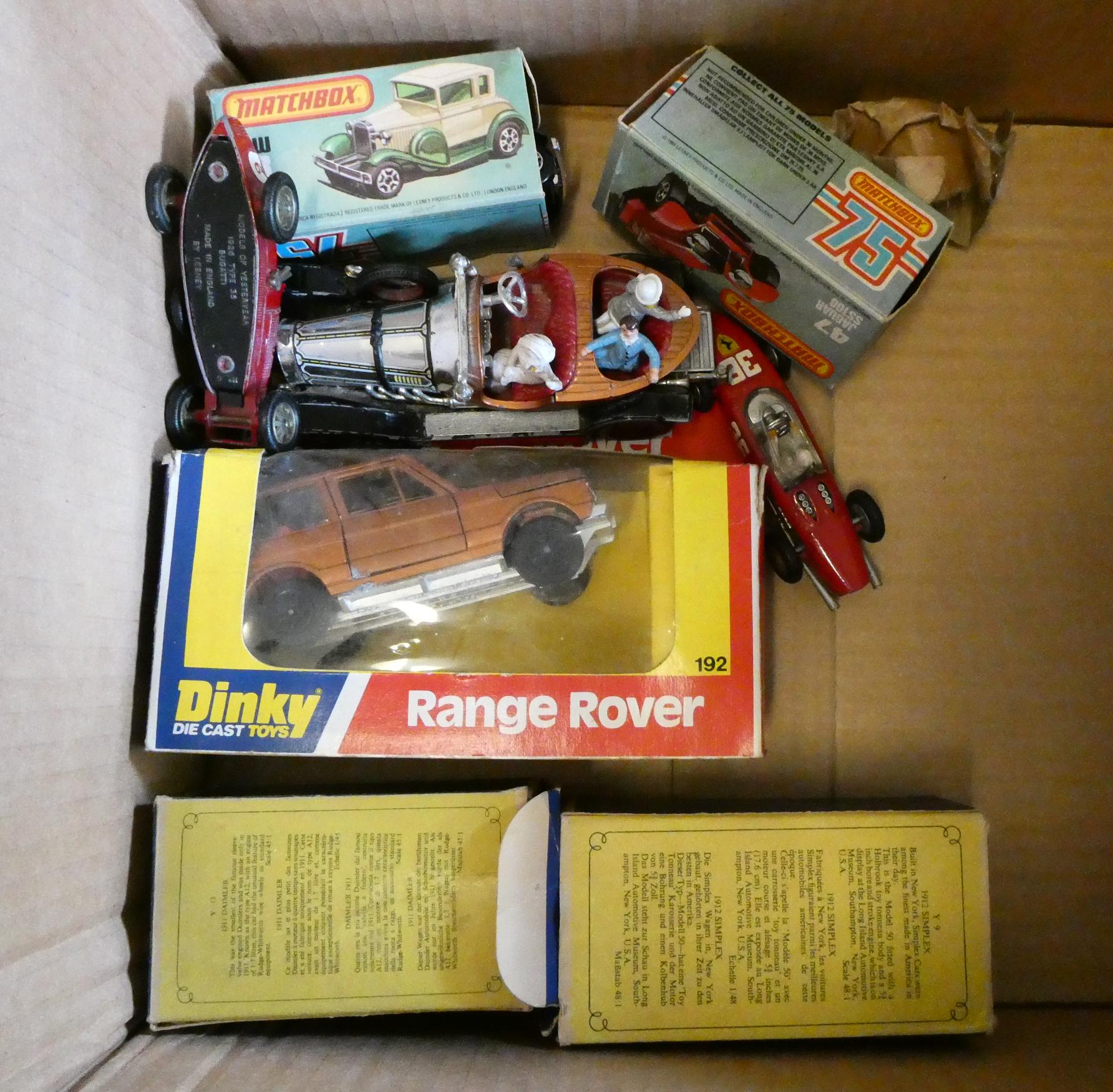 Diecast vehicles by Matchbox, Corgi and Dinky including race cars, Yesteryear and Land Rover, some Image