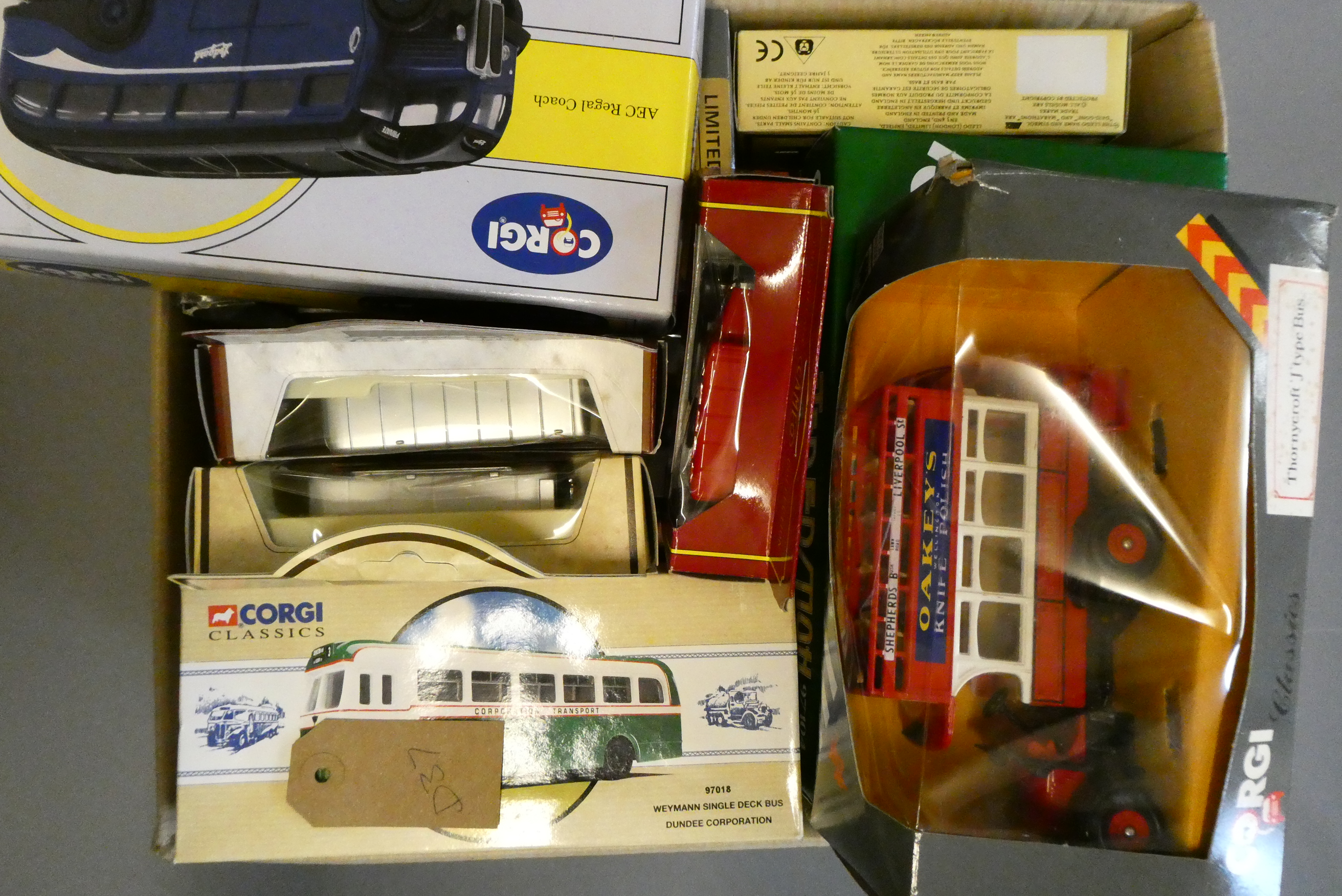 Twenty bus models from the 20th century by Corgi and others, all items boxed, excellent (Est. plus Image