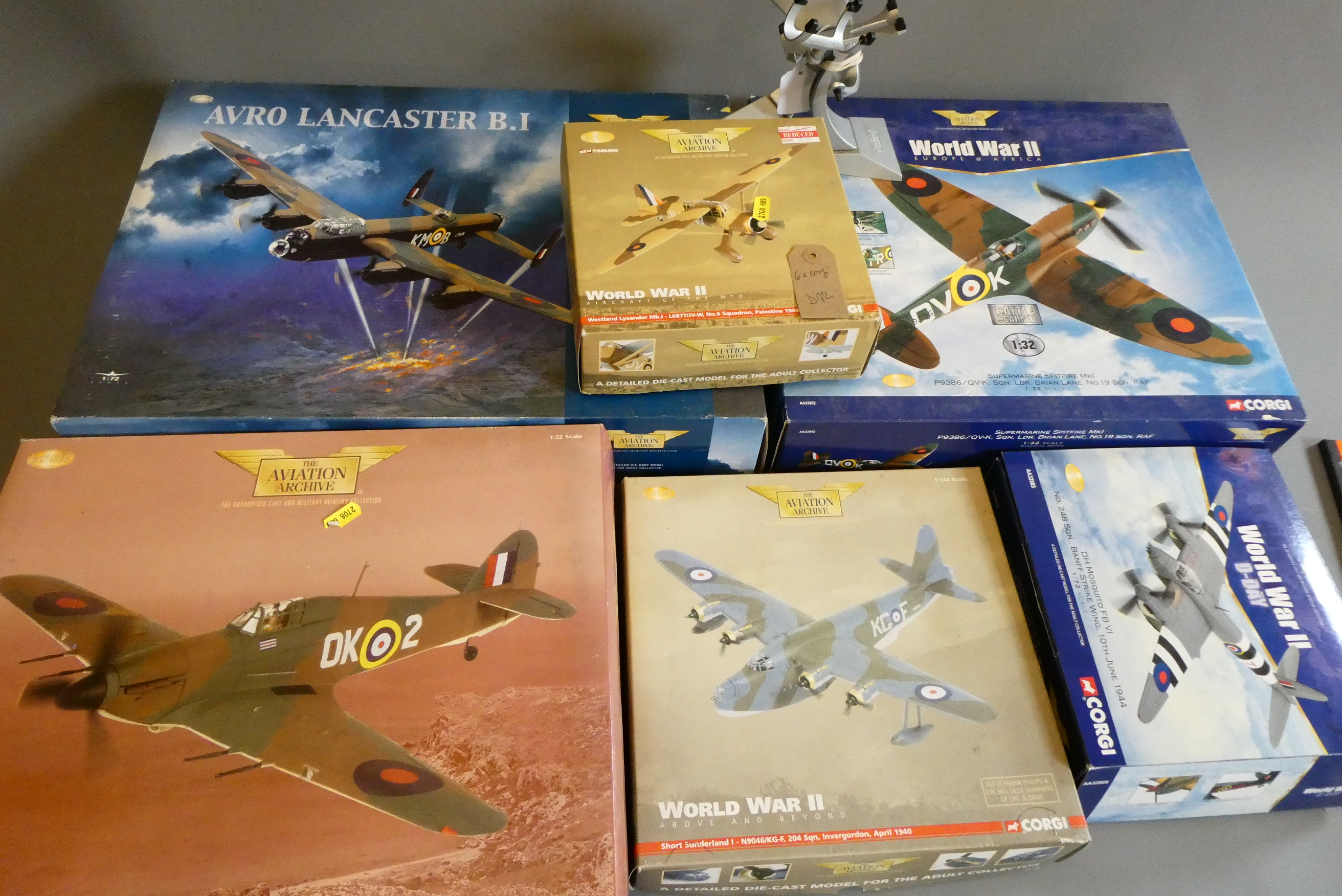 Six Corgi Aviation Archive model aircraft, all RAF types, all these models have been out on display. Image