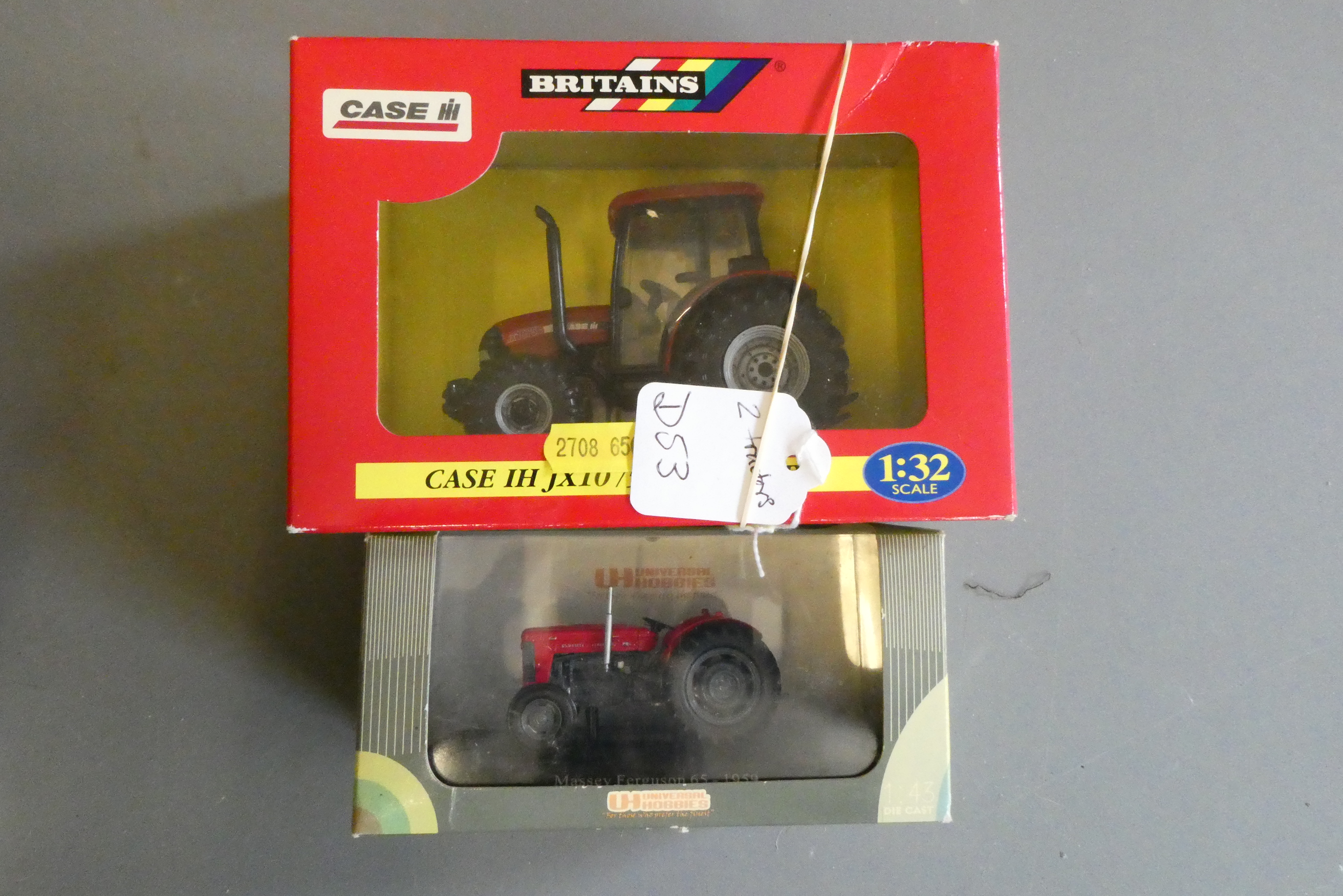 Britains Case 75C tractor and UH Models Massey Ferguson 65 tractor, both items boxed, excellent Image