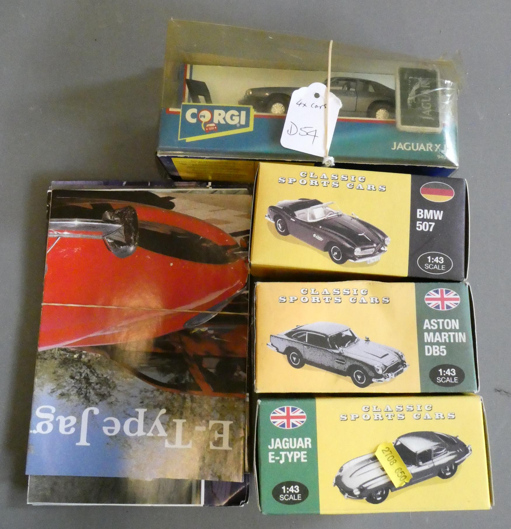 Three Atlas Editions model cars comprising Jaguar E Type, Aston Martin DB5 and BMW 507, together Image