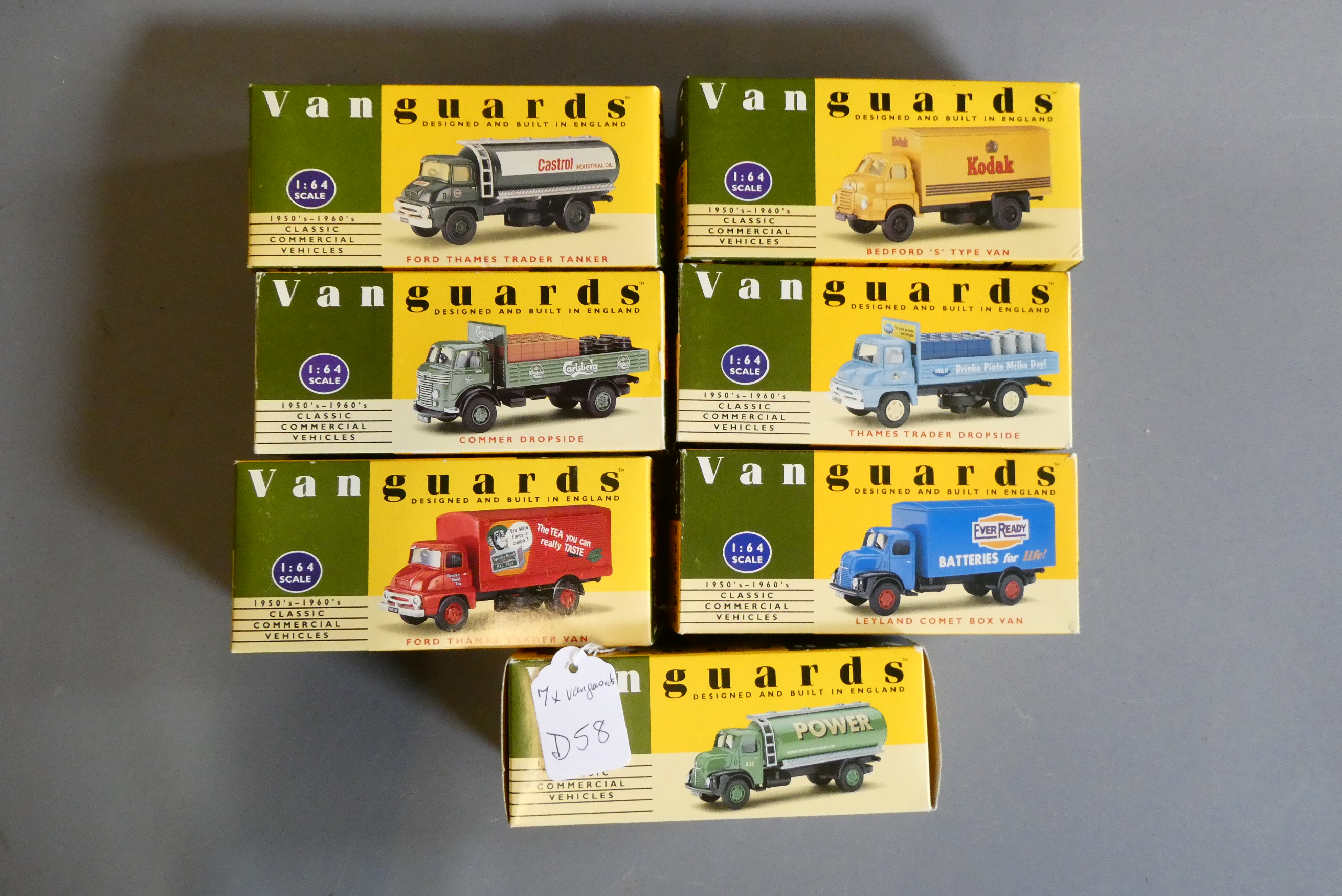 Seven Vanguards 1:64 scale commercial vehicles comprising Castrol tanker Image
