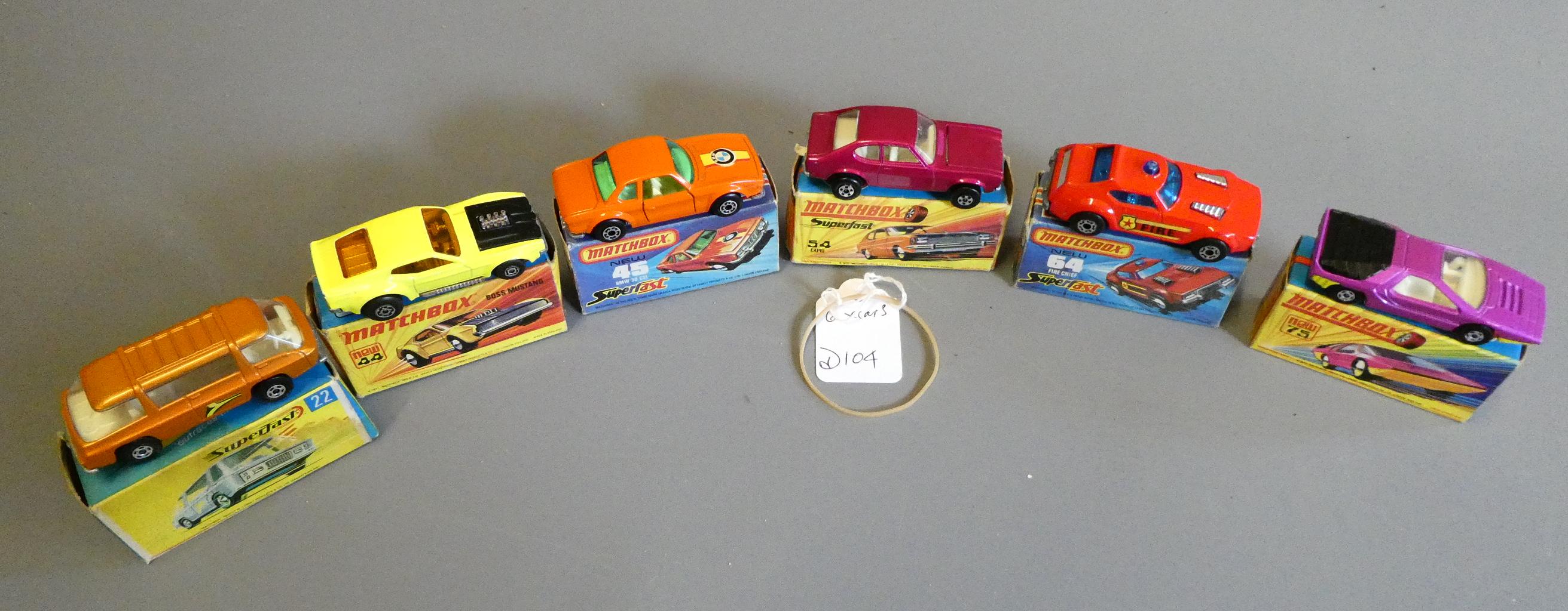 Six Matchbox Superfast cars comprising No22 Freeman Commuter Image