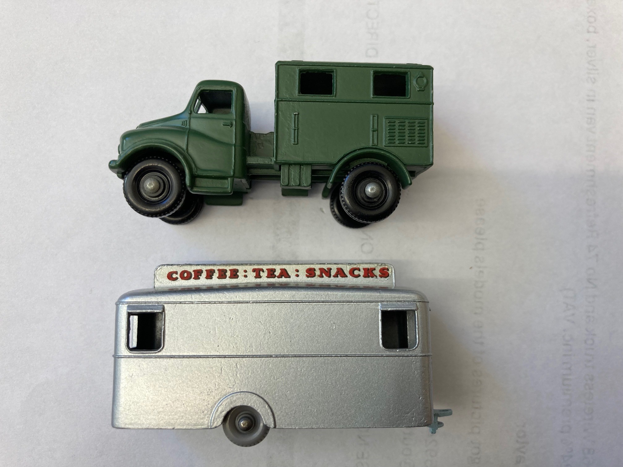 Matchbox No68 Wireless truck and No 74 Refreshment van in silver, boxes good, models excellent (Est. Image