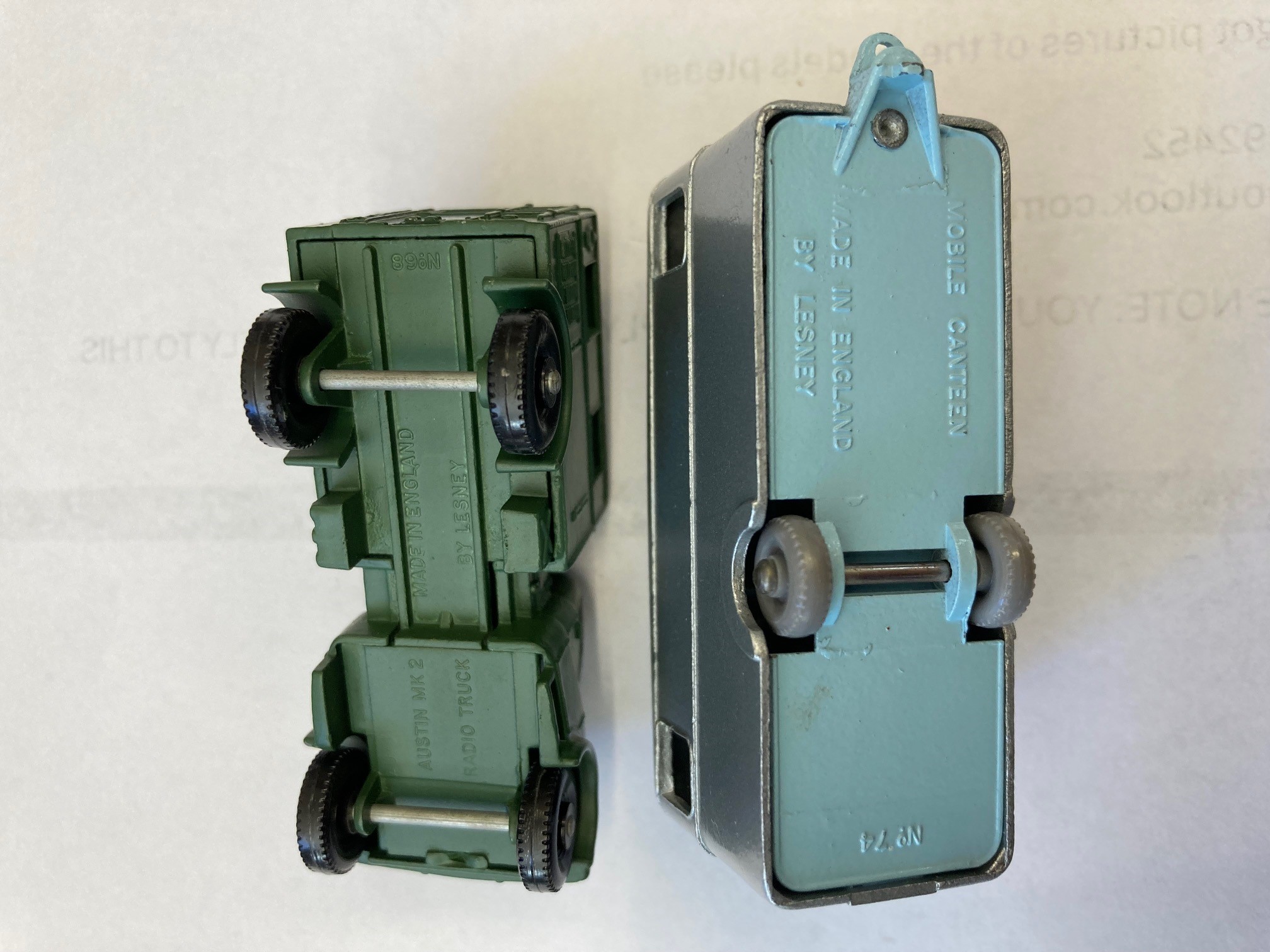 Matchbox No68 Wireless truck and No 74 Refreshment van in silver, boxes good, models excellent (Est. Image