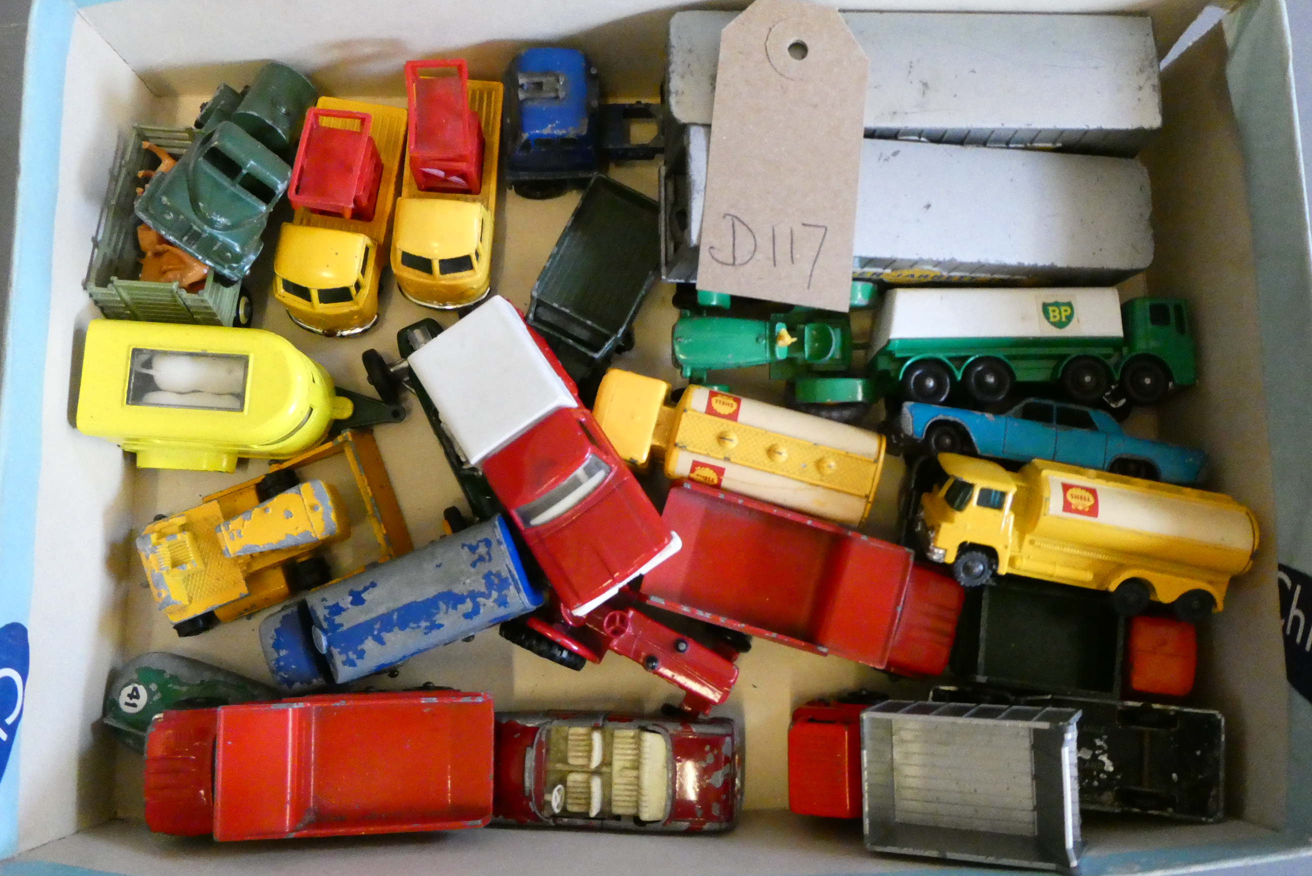 Unboxed small diecast vehicle by Matchbox and others, some items have paint loss or parts missing, Image