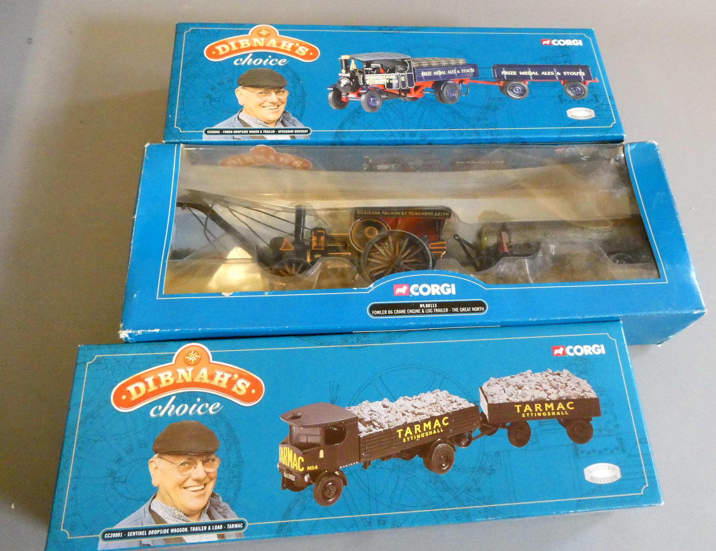 Corgi Fred Dibnah's Choice comprising Foden wagon and trailer, Sentinel wagon and trailer, and Image
