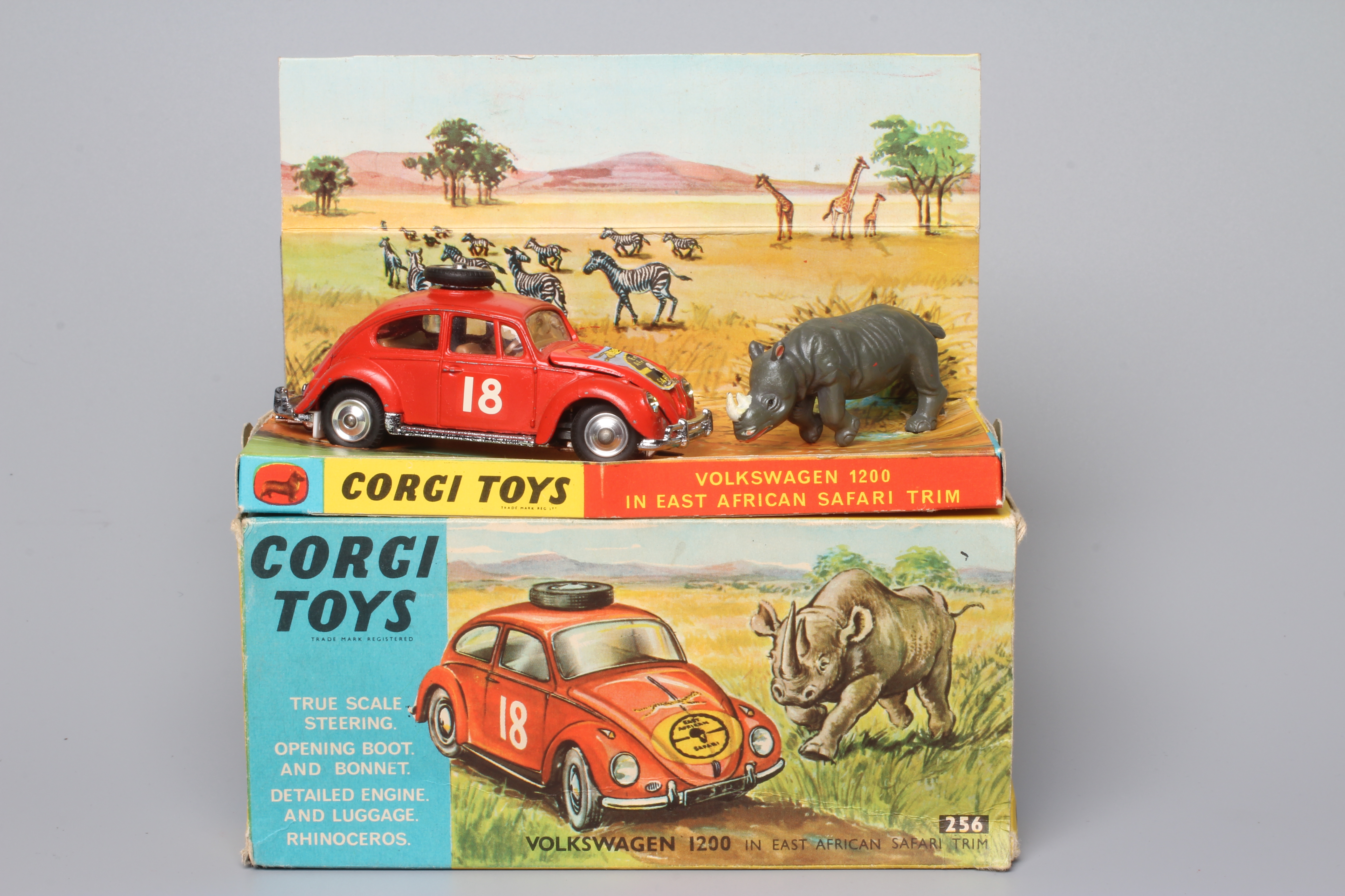 Corgi 256 VW 1200 in safari trim with rhinoceros, box good, model excellent (Est. plus 24% premium Image