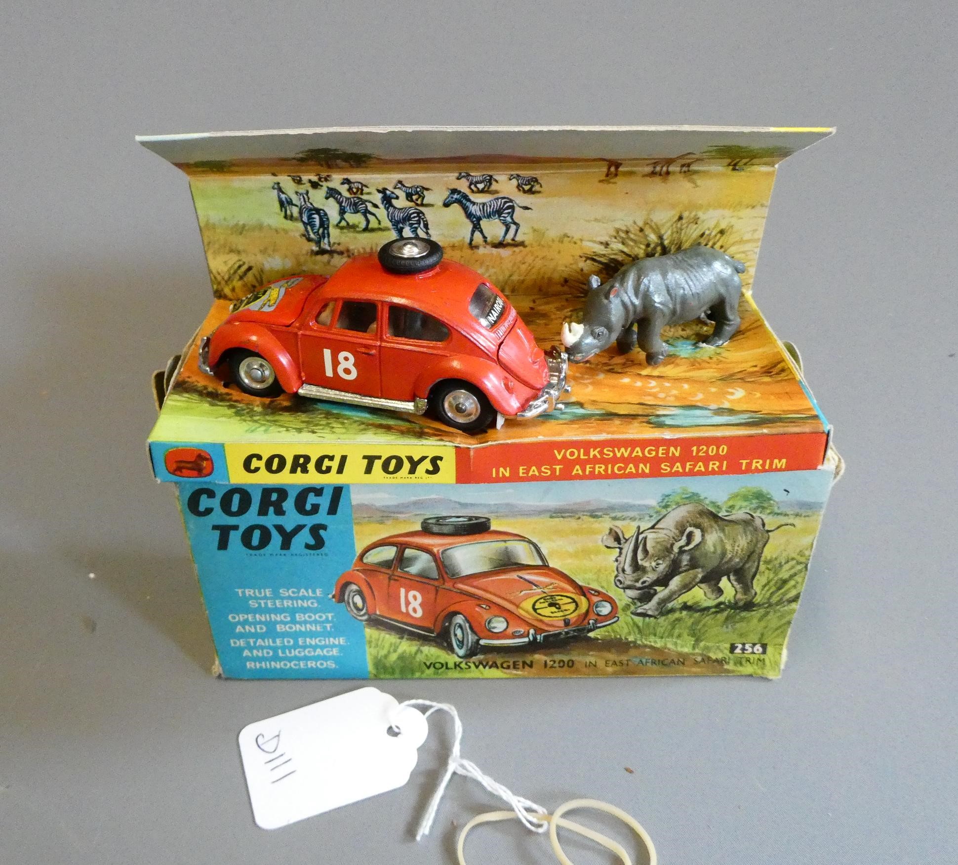 Corgi 256 VW 1200 in safari trim with rhinoceros, box good, model excellent (Est. plus 24% premium Image