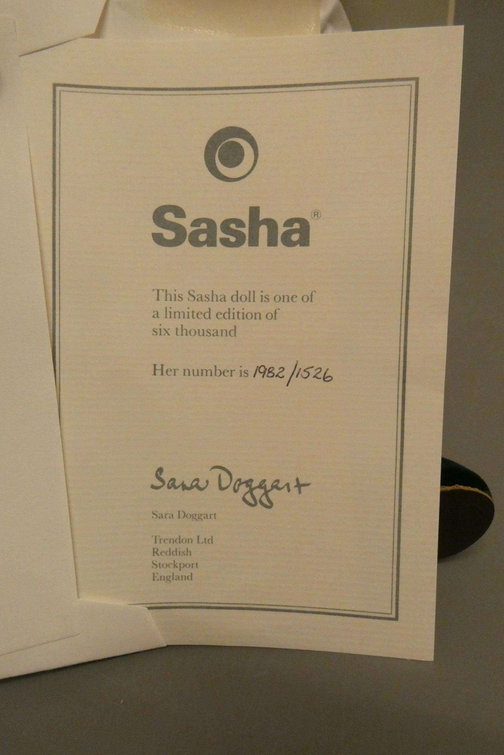 A Sasha doll, 182 "Fair hair Pintucks", limited edition, in original outfit, box and certificate, Image