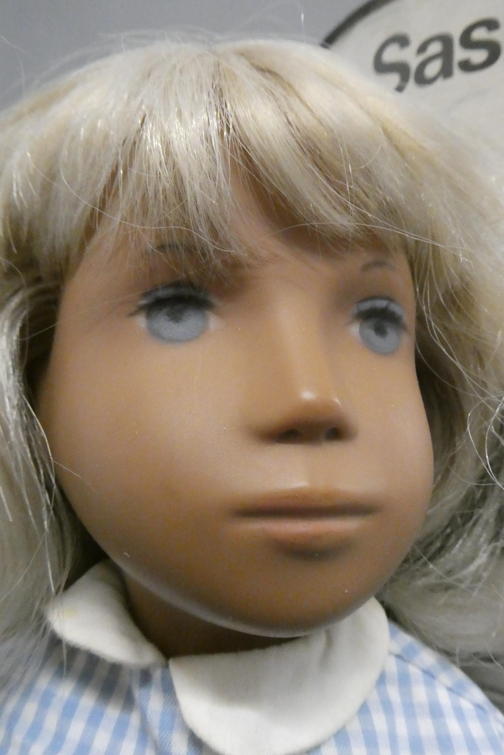A Sasha doll, 4-107 Blonde Gingham, with original outfit and tube, doll 16" (Est. plus 24% buyer's Image
