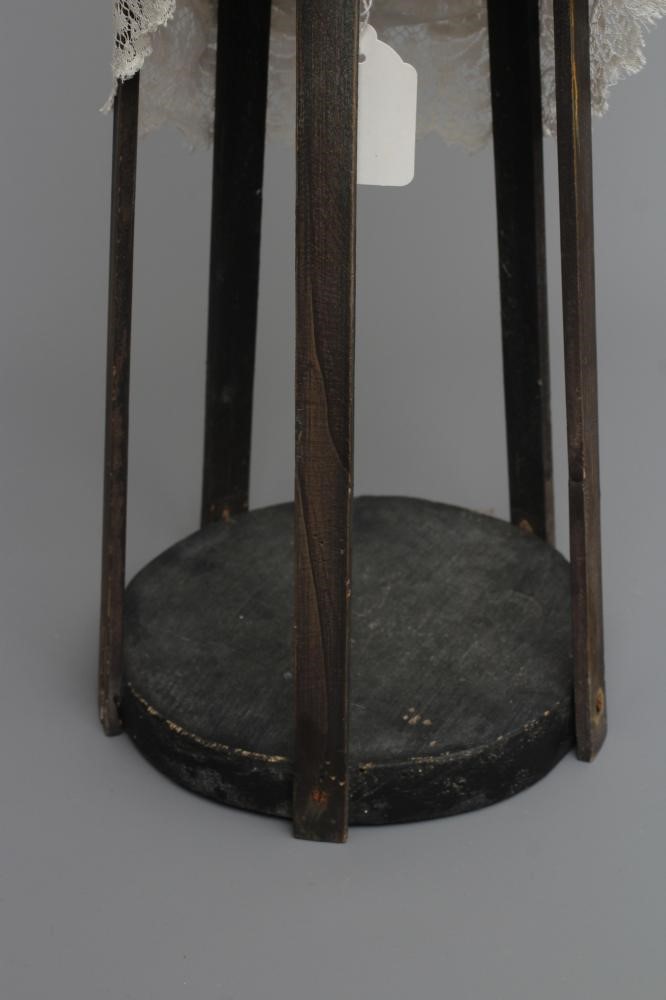 An antique standing Santos doll of jointed wood and plaster carved construction, polychrome painted, Image