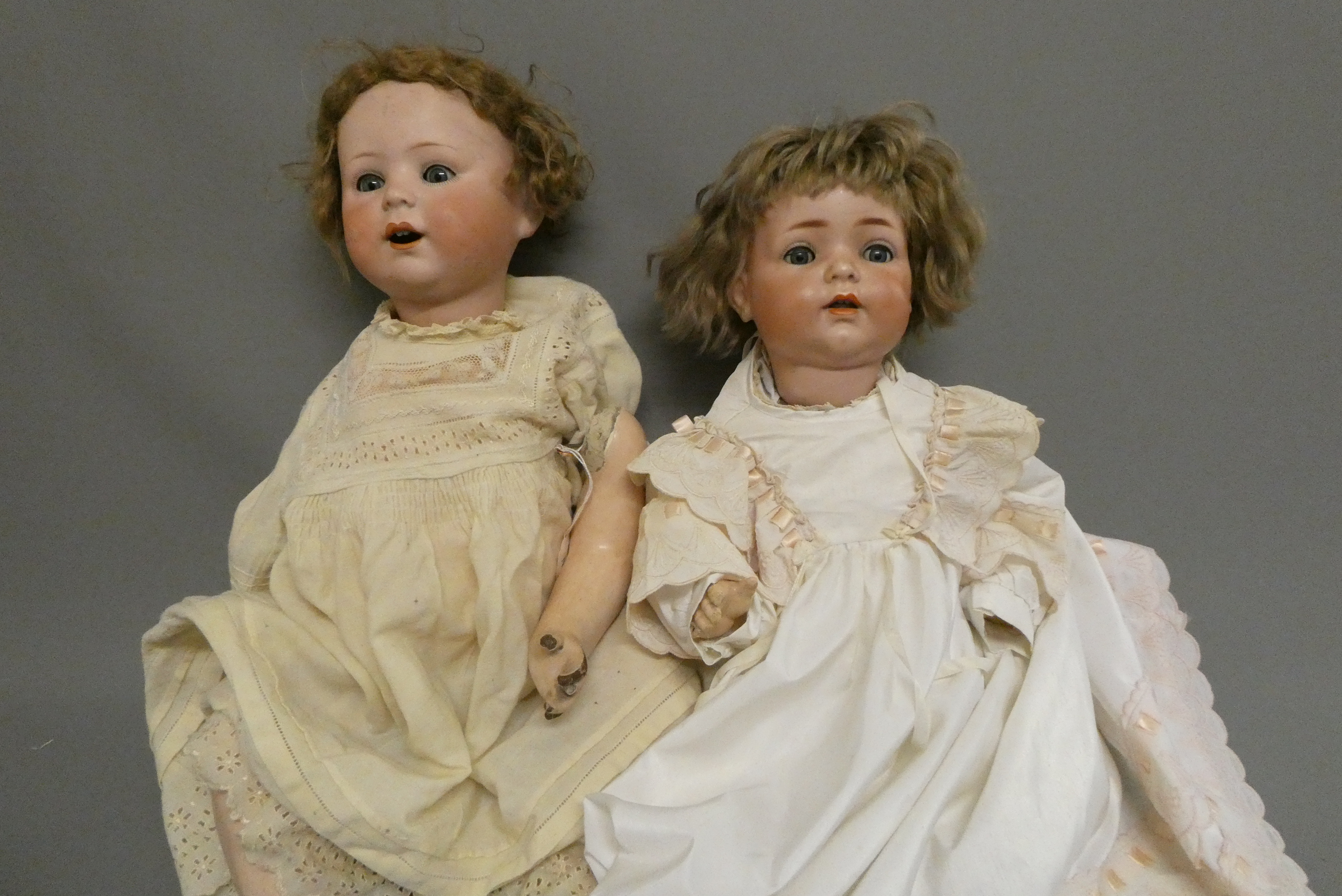 Two German bisque socket head dolls Image