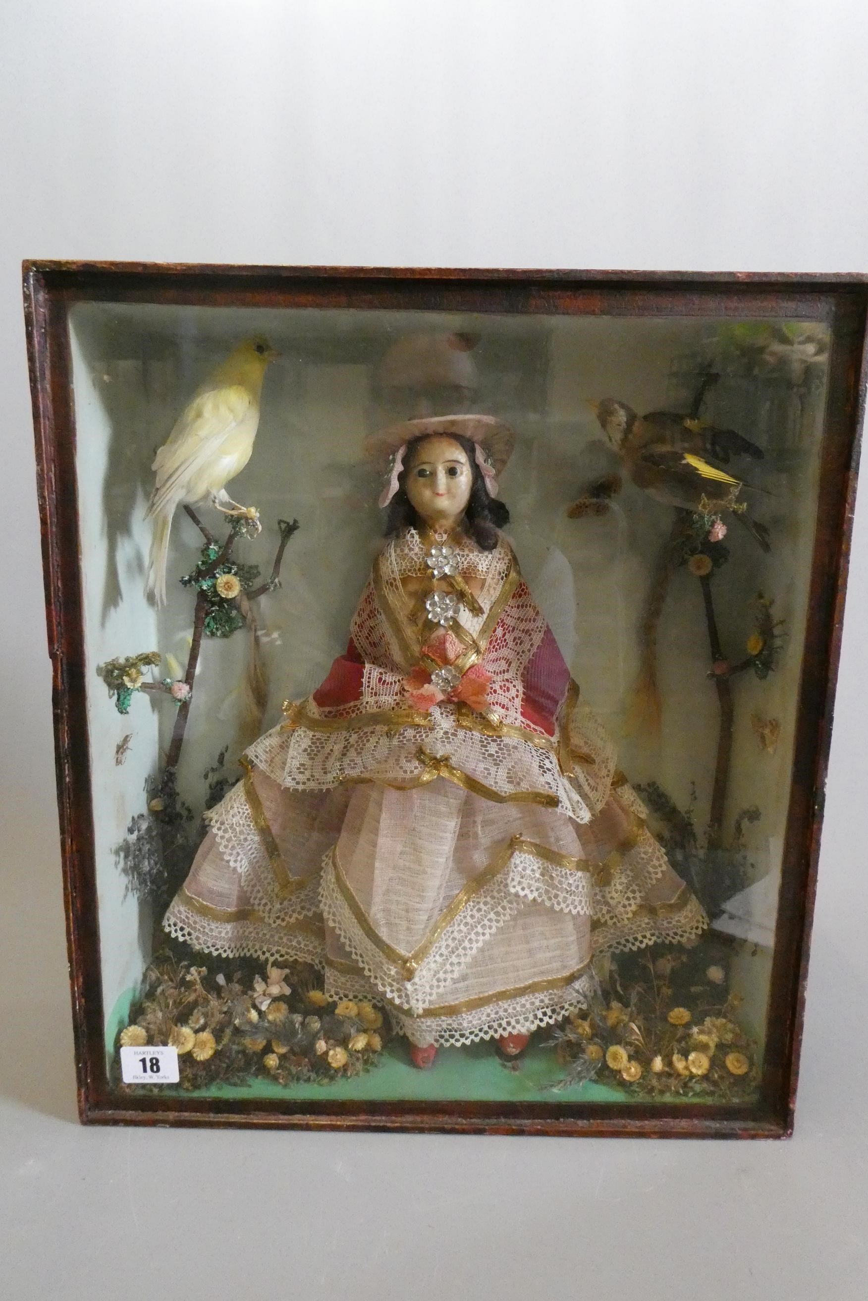 A wax head doll and taxidermy diorama Image
