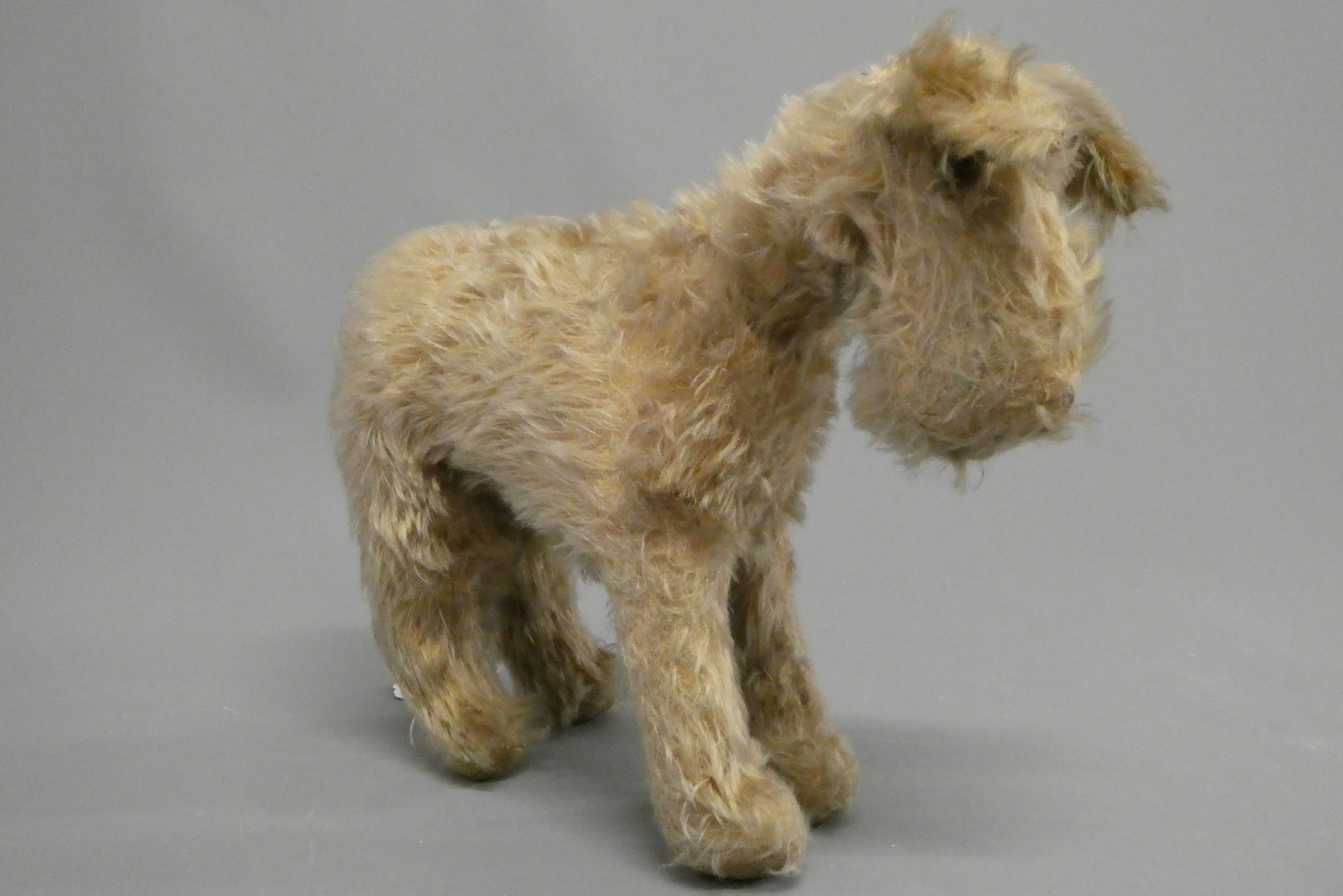 A vintage Chad Valley dog, with blond plush and amber eyes, 13" long (Est. plus 24% buyer's premium Image