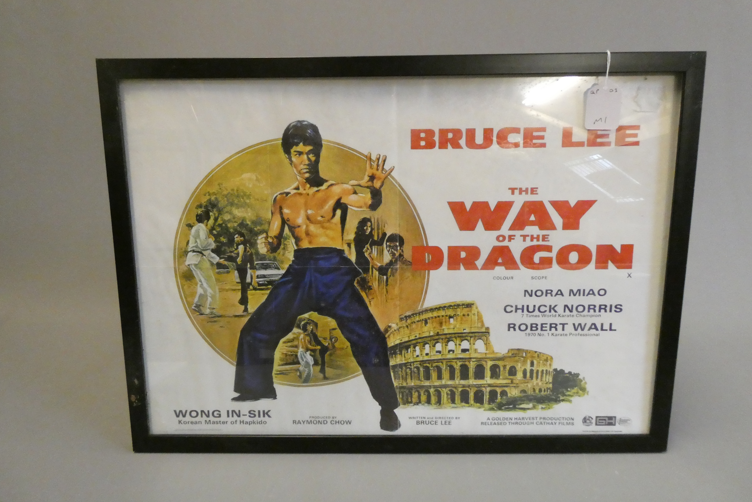 Bruce Lee "The Way of the Dragon" film poster, framed, 22 3/4" x 15 3/4"` (Est. plus 24% buyer's Image