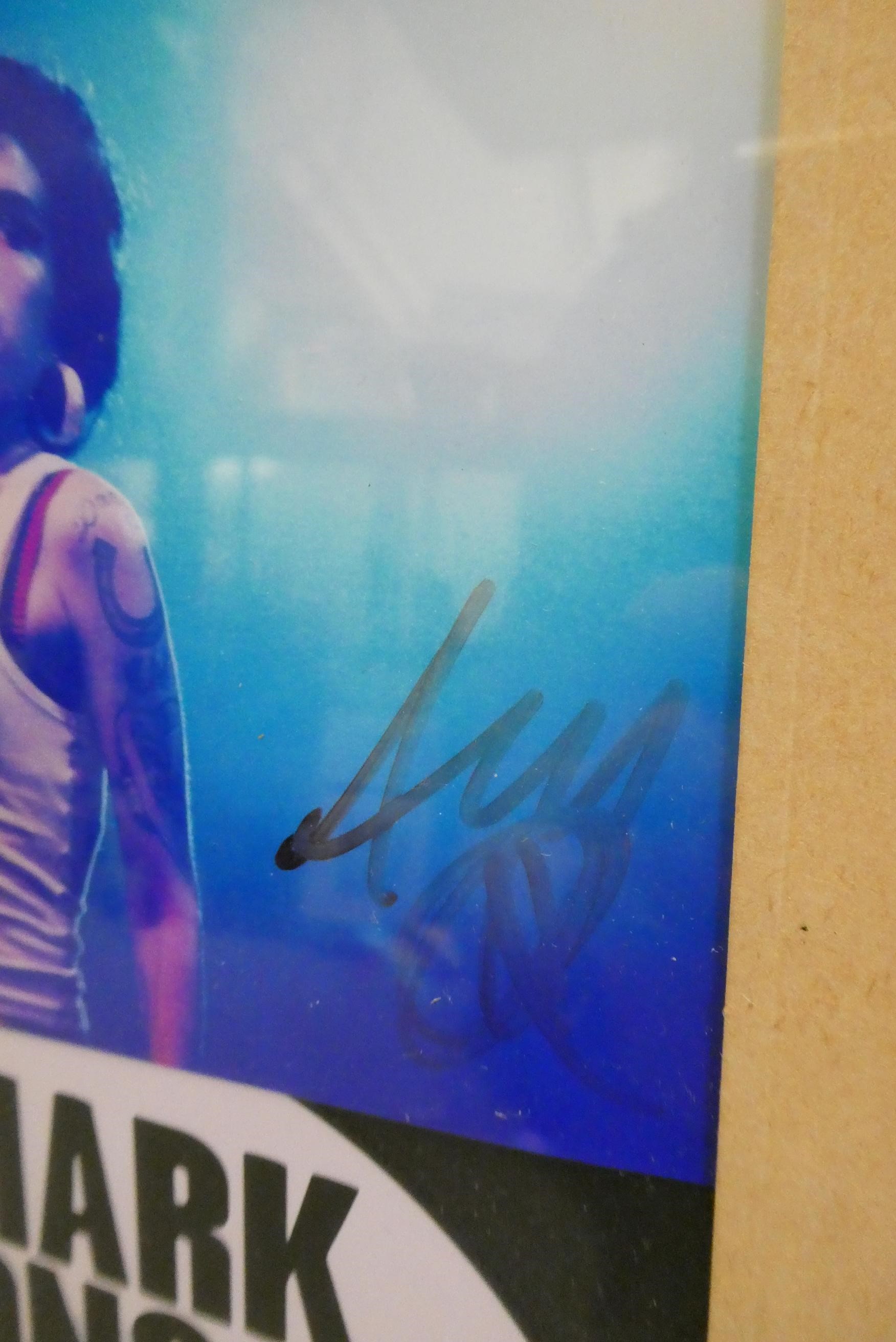 Signed photograph of Amy Winehouse, framed with Mark Ronson Valerie CD and with a "Picture This!" Image