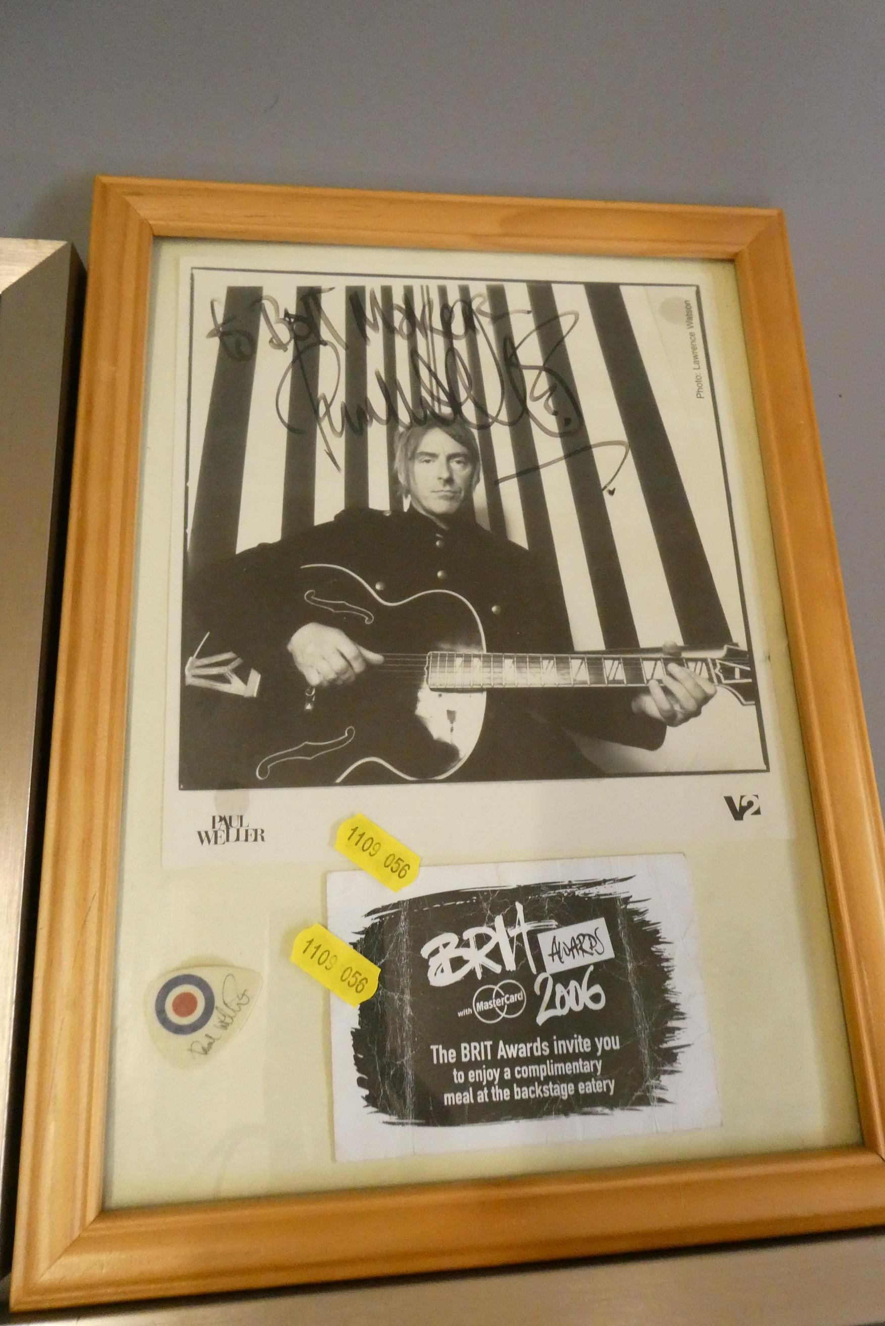 Six signed celebrity photographs comprising Paul Weller, Gloria Gaynor, Sir Norman Wisdom, Bette Image