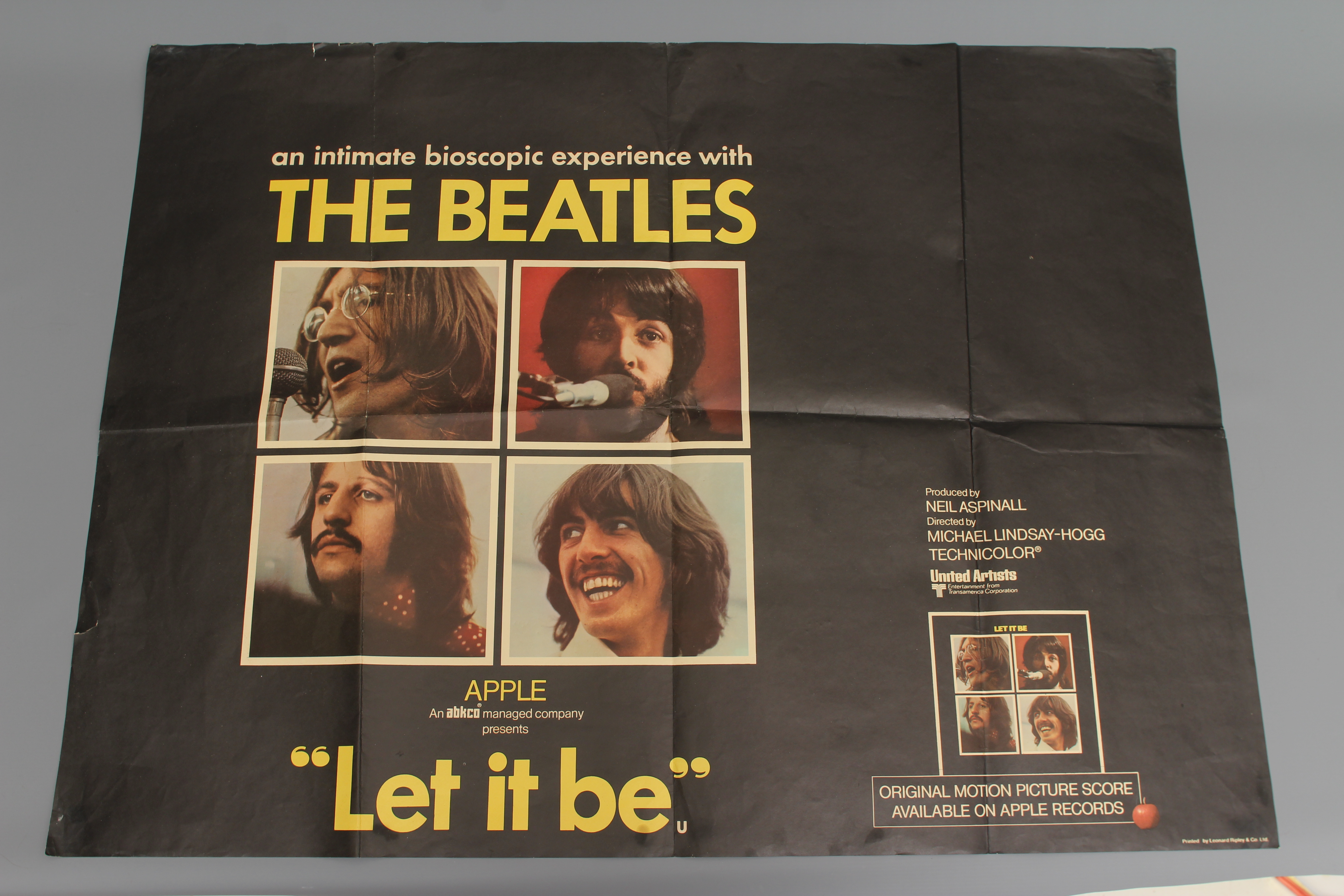 A Beatles "Let it be" poster, by Leonard Ripley & Co. Ltd., 102 x 76cm (Est. plus 24% buyer's Image