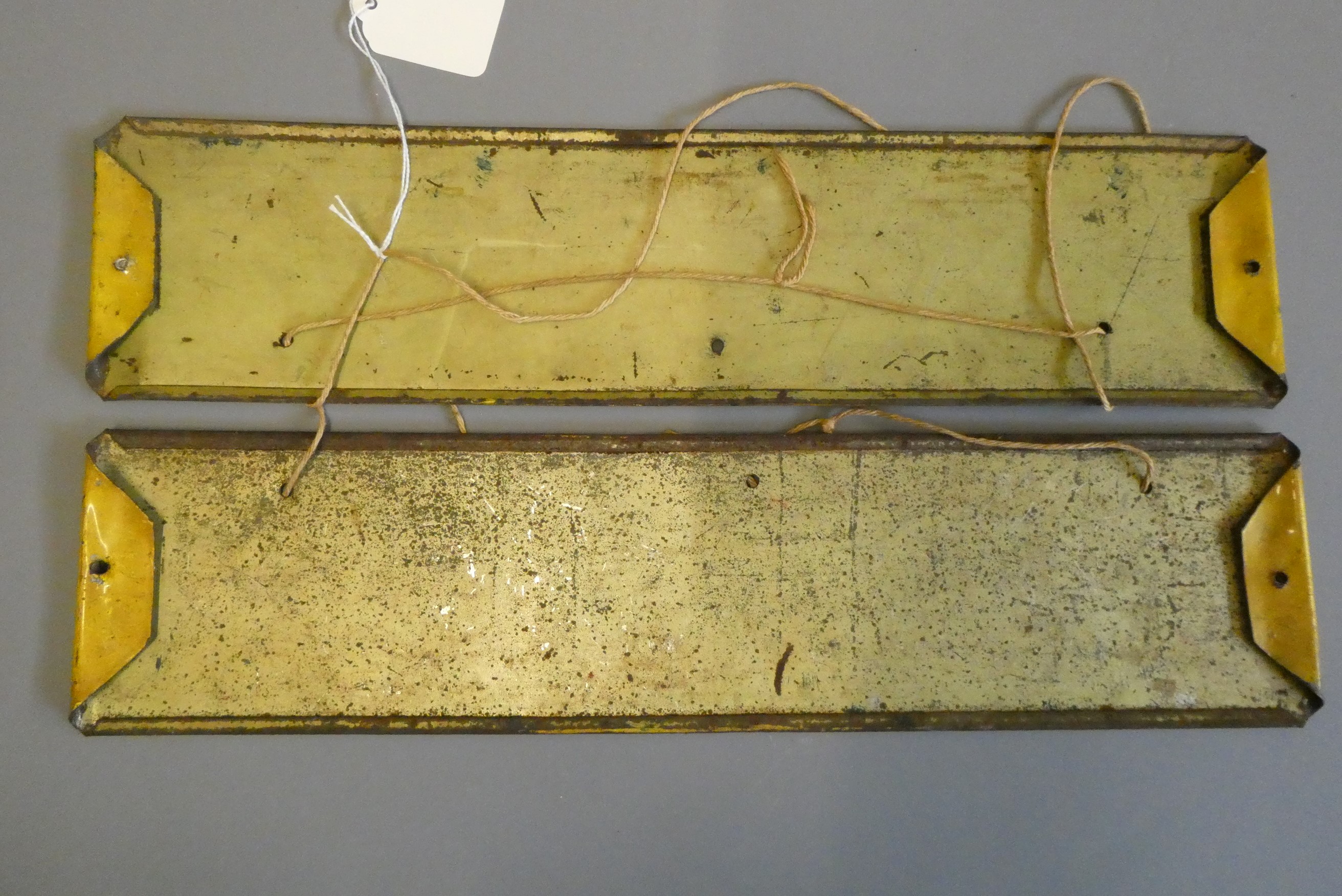 Two tin advertising signs, for TIZER and JUSODA, both 14 3/4" (Est. plus 24% buyer's premium inc. Image