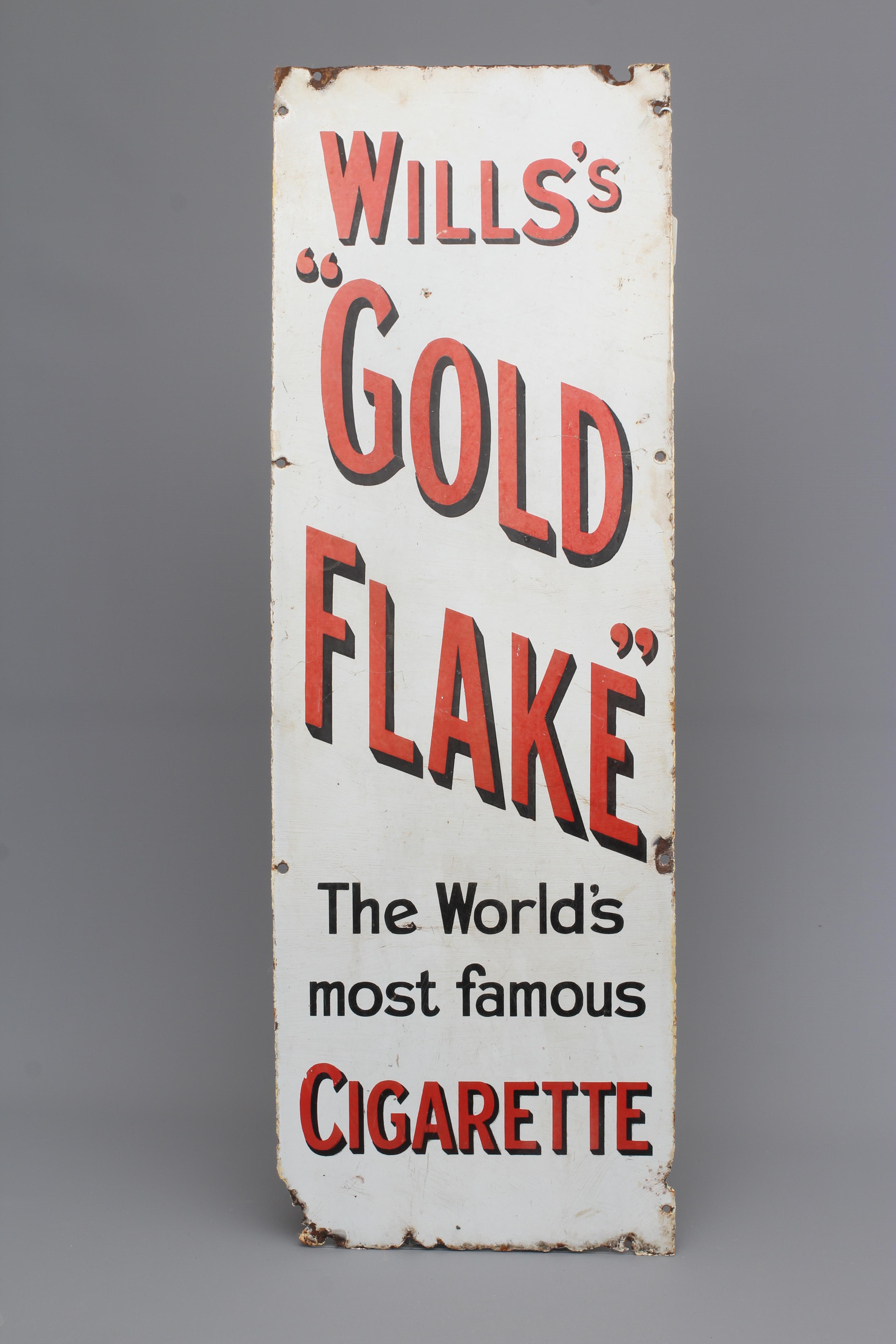 Wills's "Gold Flake" enamel advertising sign, 12" x 35 3/4" (Est. plus 24% buyer's premium inc. VAT) Image