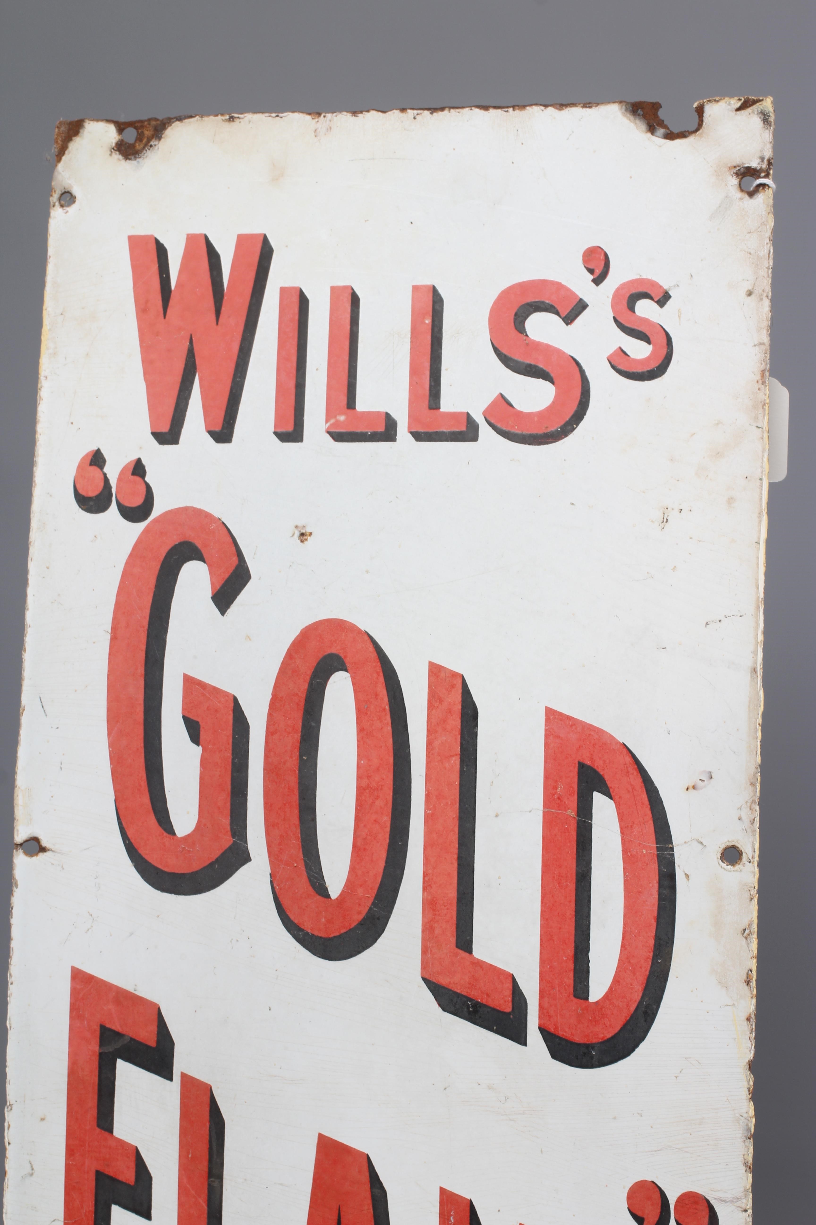 Wills's "Gold Flake" enamel advertising sign, 12" x 35 3/4" (Est. plus 24% buyer's premium inc. VAT) Image