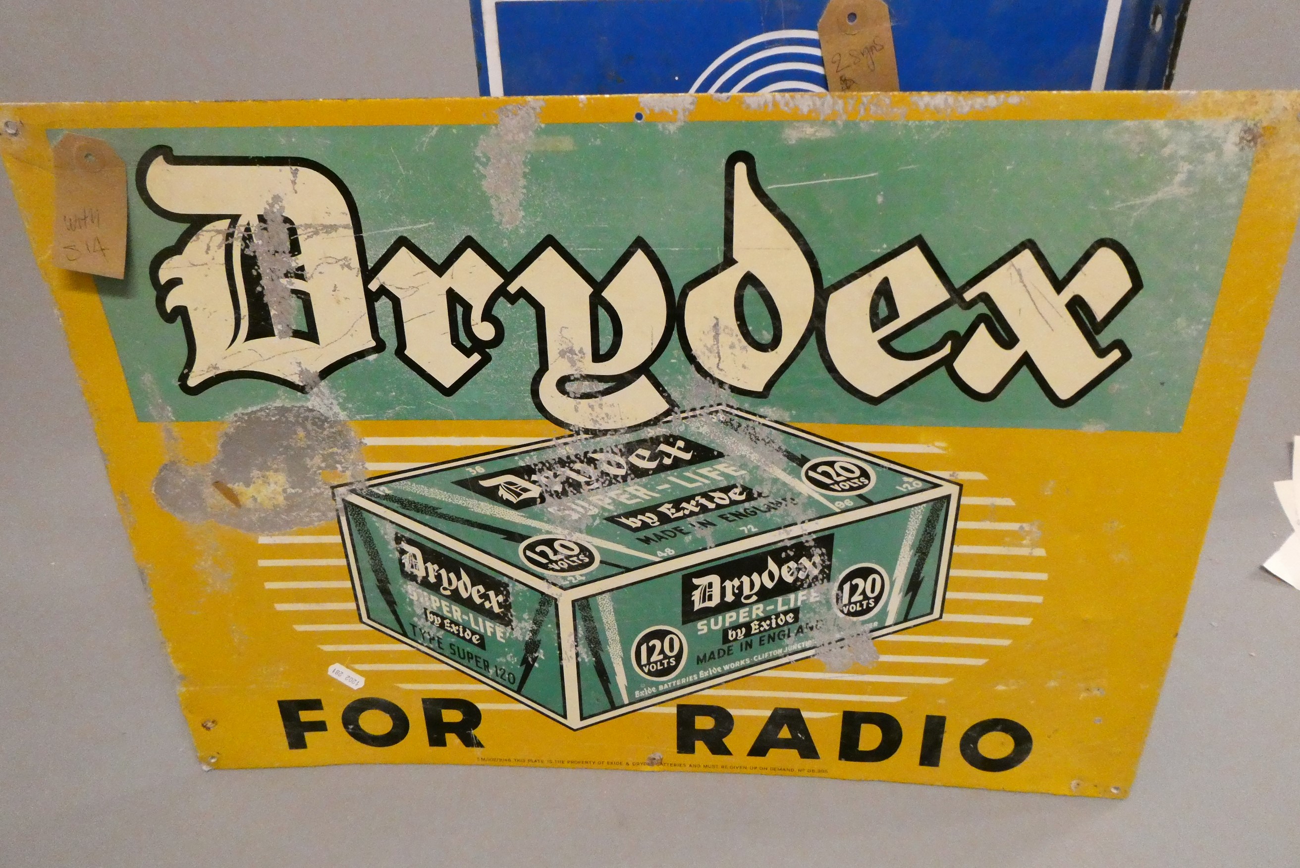 An enamel double sided wall mounting KB Radio Dealer sign (condition good+) and a printed aluminium Image