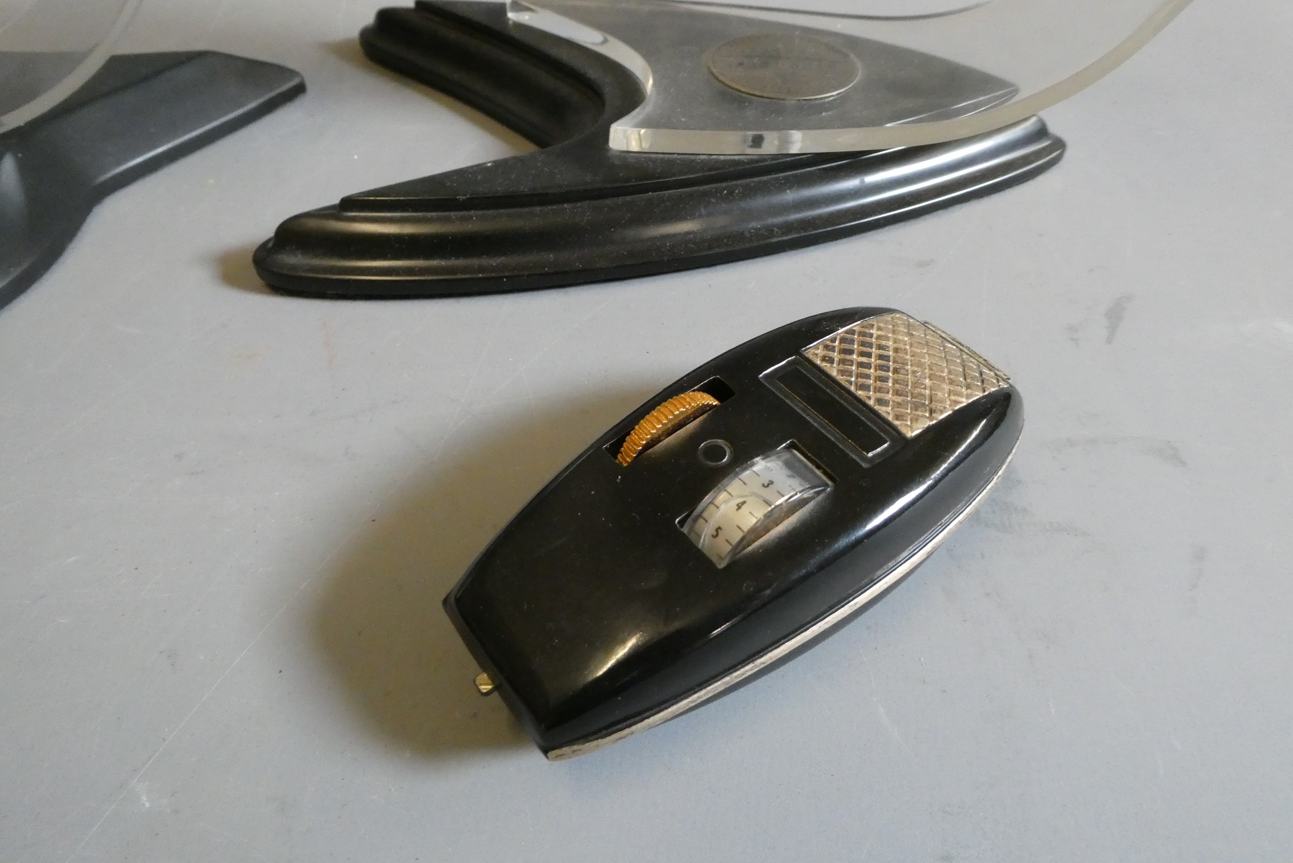 Star Trek - two Franklin Mint 30th anniversary phasers on stands, one with clear tip missing and Image