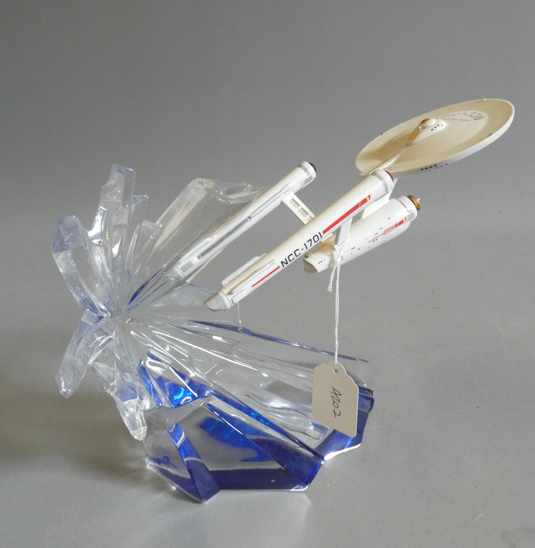 Star Trek - rare Franklin Mint bisque Star Ship Enterprise NCC-1701 on "crystal" base, 8 1/2" high, Image