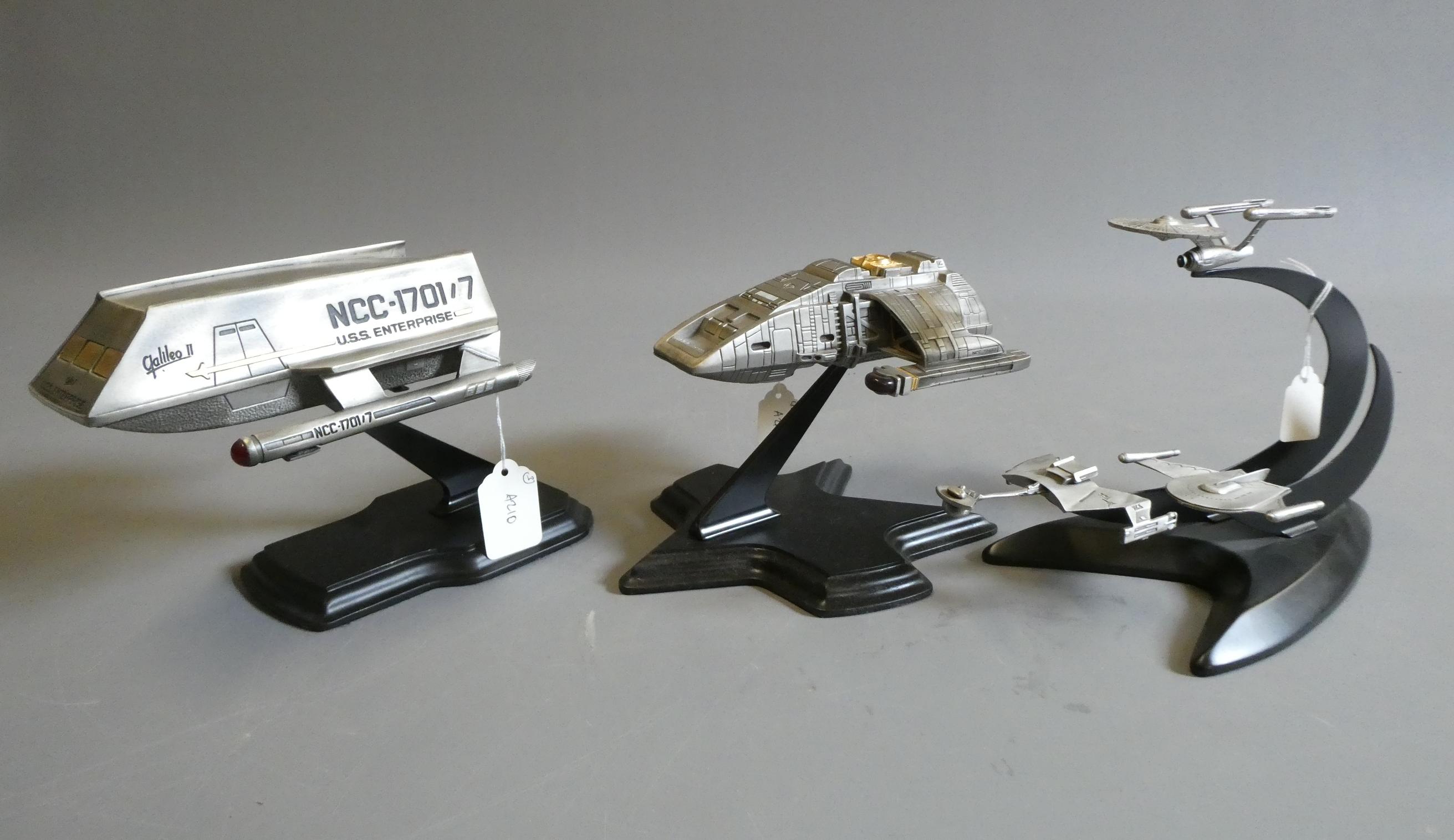 Star Trek - Three Franklin Mint pewter models, comprising Galileo II, Rio Grande and "Beyond the Image