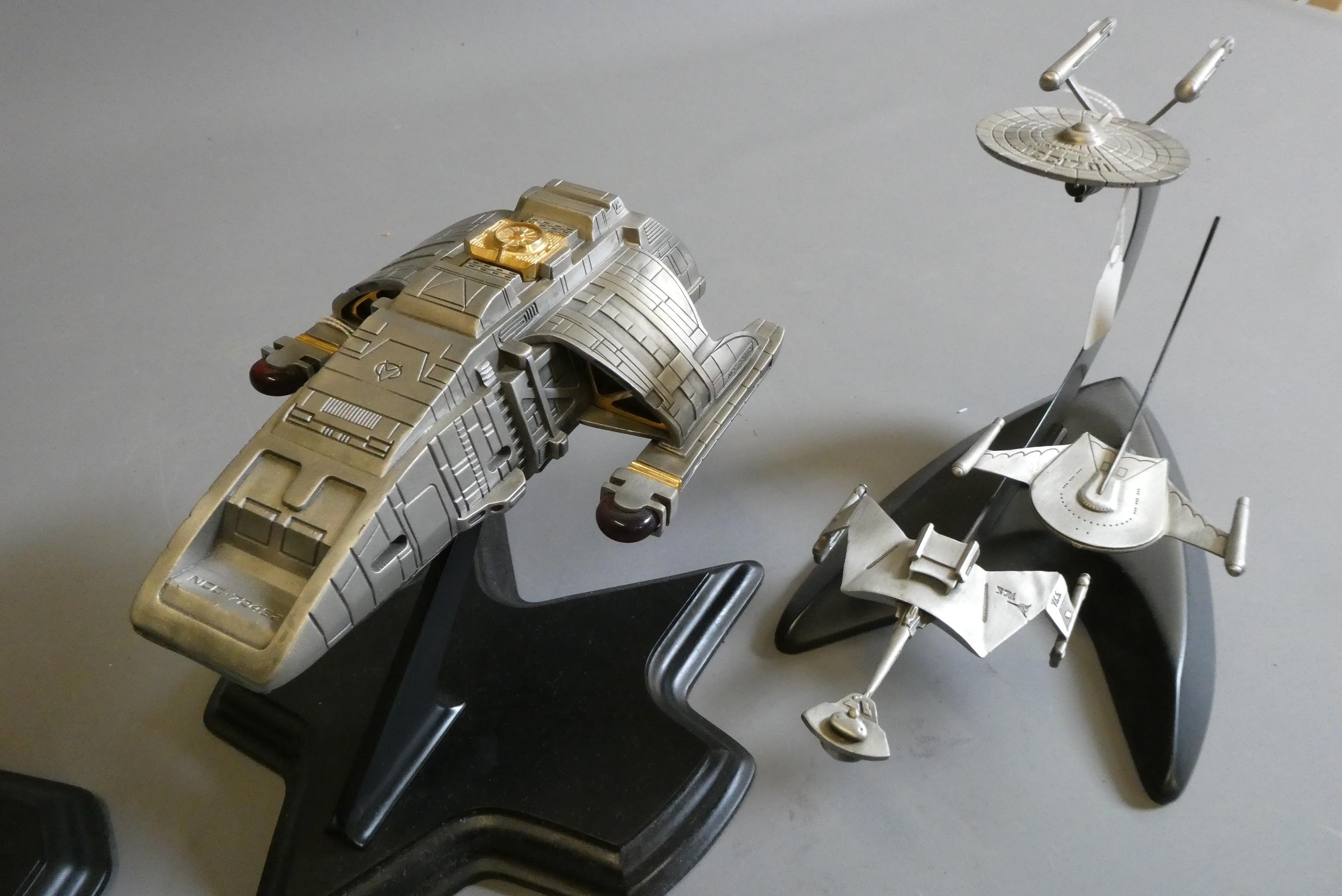 Star Trek - Three Franklin Mint pewter models, comprising Galileo II, Rio Grande and "Beyond the Image