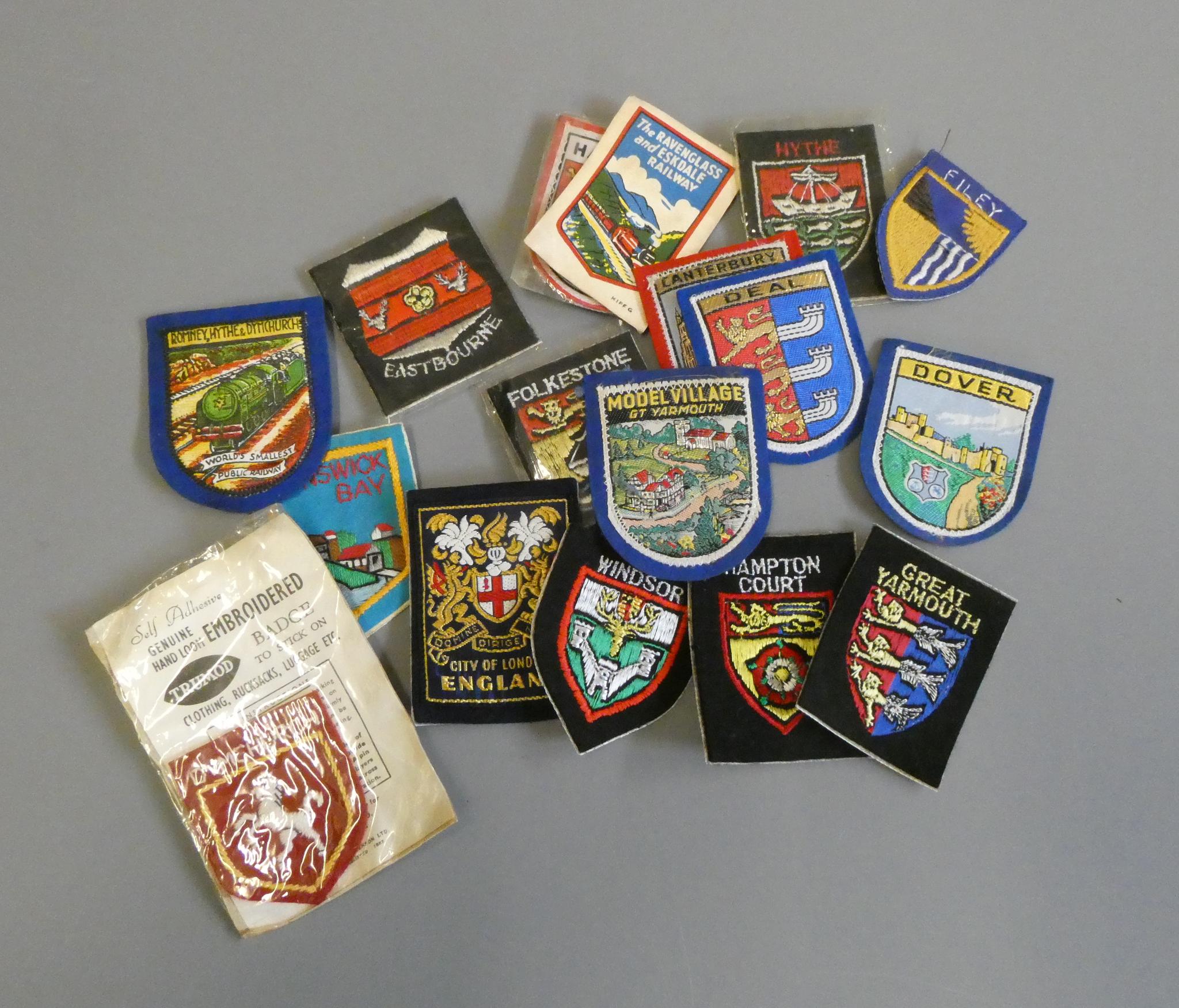 Seventeen embroidered county badges, all unused and most in original packaging, good to excellent Image
