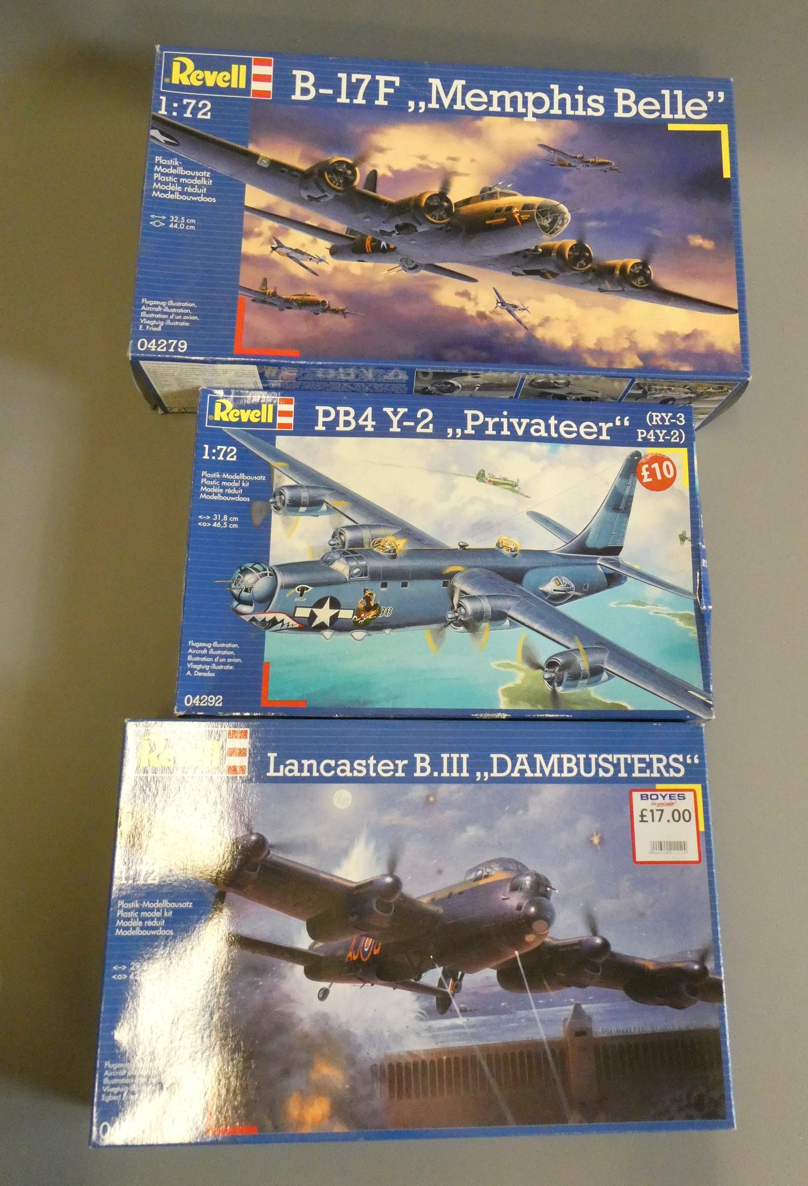 Eleven military aircraft construction kits by Revell, ten 1:72 scale and one 1:32 scale, some boxes Image