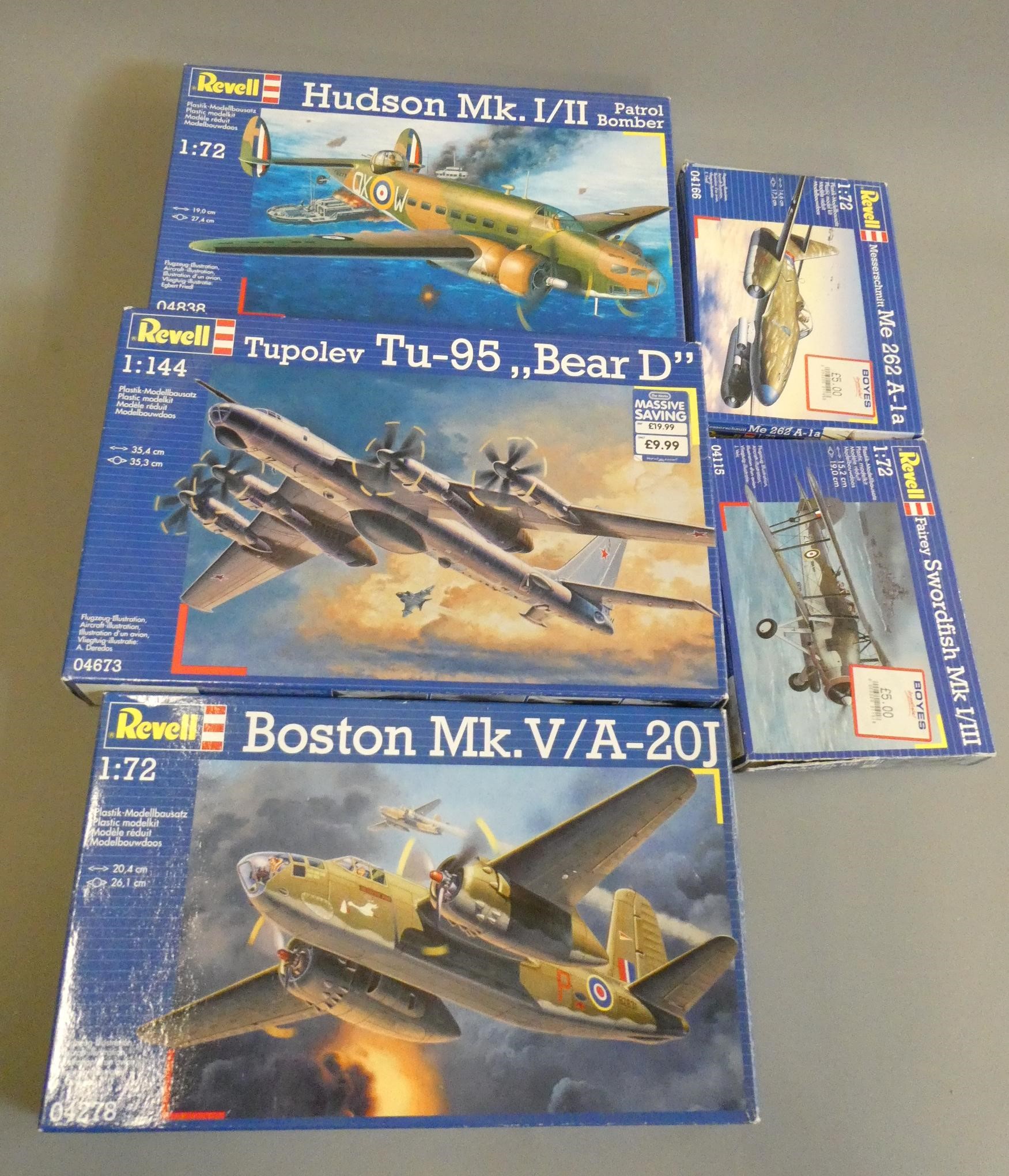 Eleven military aircraft construction kits by Revell, ten 1:72 scale and one 1:32 scale, some boxes Image